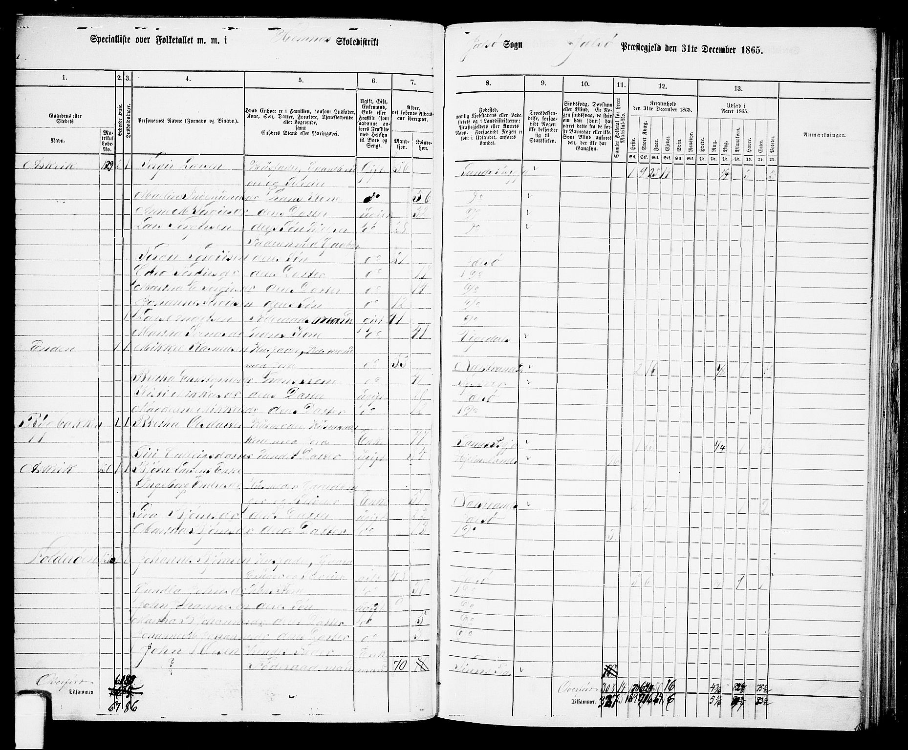 RA, 1865 census for Jelsa, 1865, p. 57