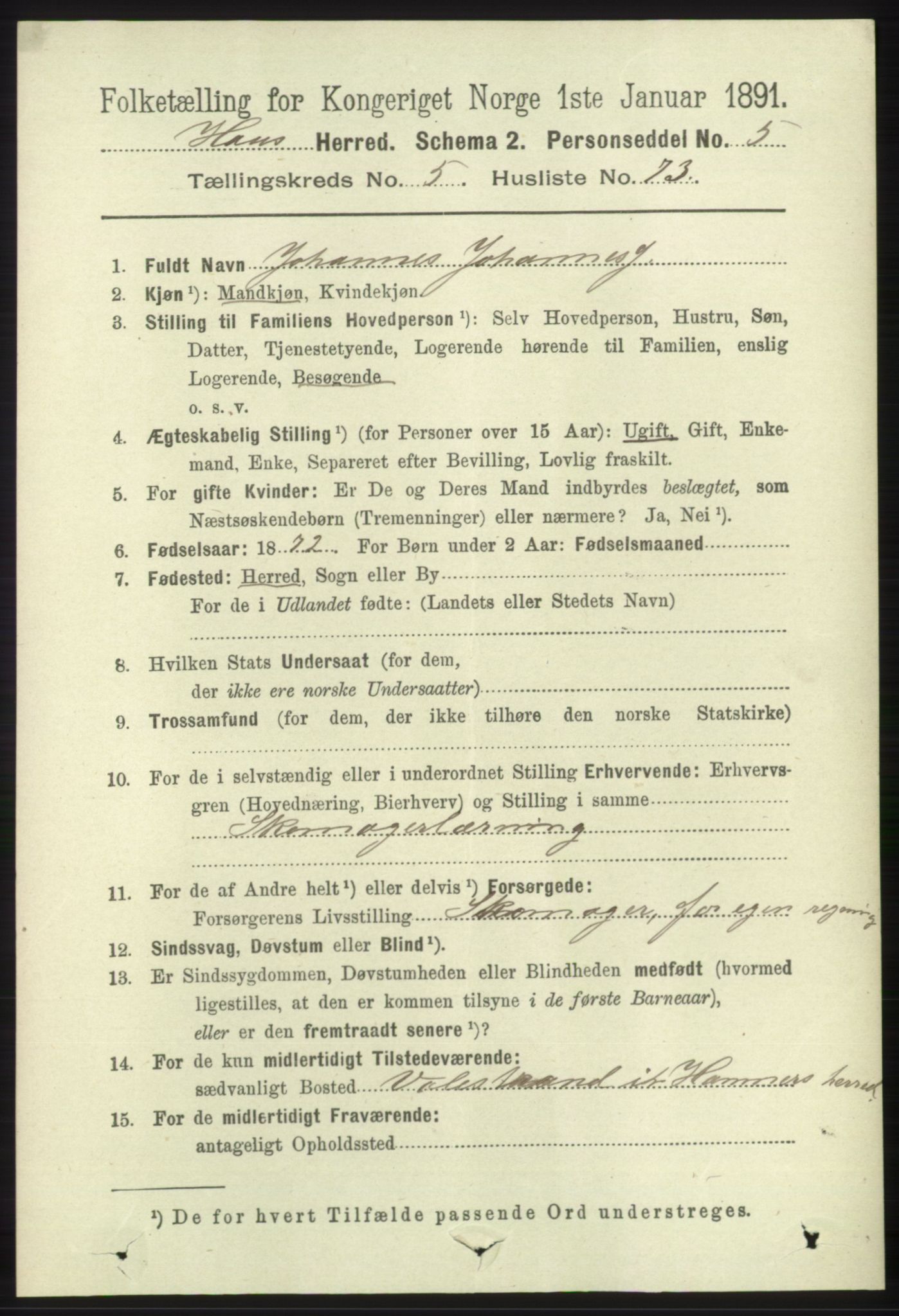 RA, 1891 census for 1250 Haus, 1891, p. 2264