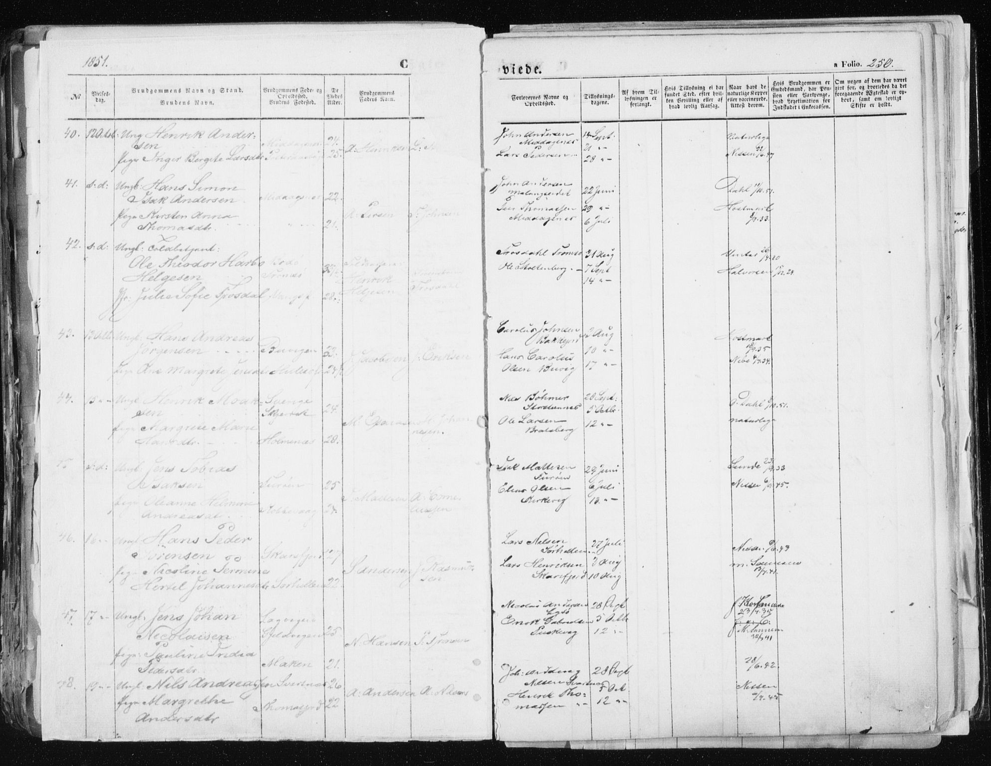 Tromsø sokneprestkontor/stiftsprosti/domprosti, AV/SATØ-S-1343/G/Ga/L0010kirke: Parish register (official) no. 10, 1848-1855, p. 250