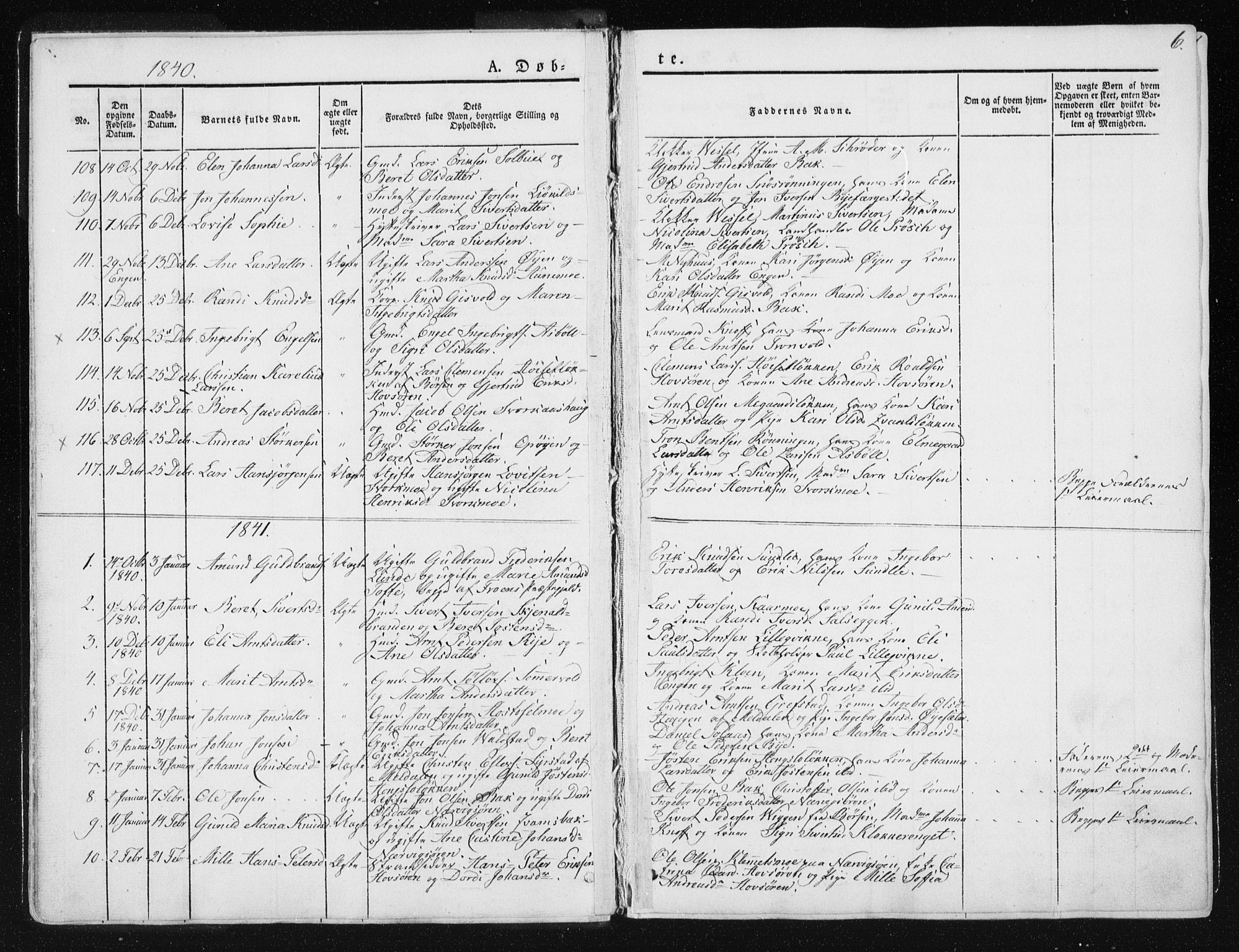 Ministerialprotokoller, klokkerbøker og fødselsregistre - Sør-Trøndelag, SAT/A-1456/668/L0805: Parish register (official) no. 668A05, 1840-1853, p. 6