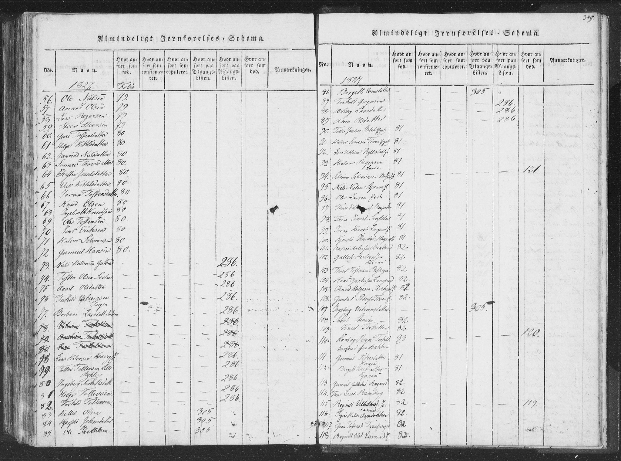 Rollag kirkebøker, AV/SAKO-A-240/F/Fa/L0006: Parish register (official) no. I 6, 1814-1828, p. 349