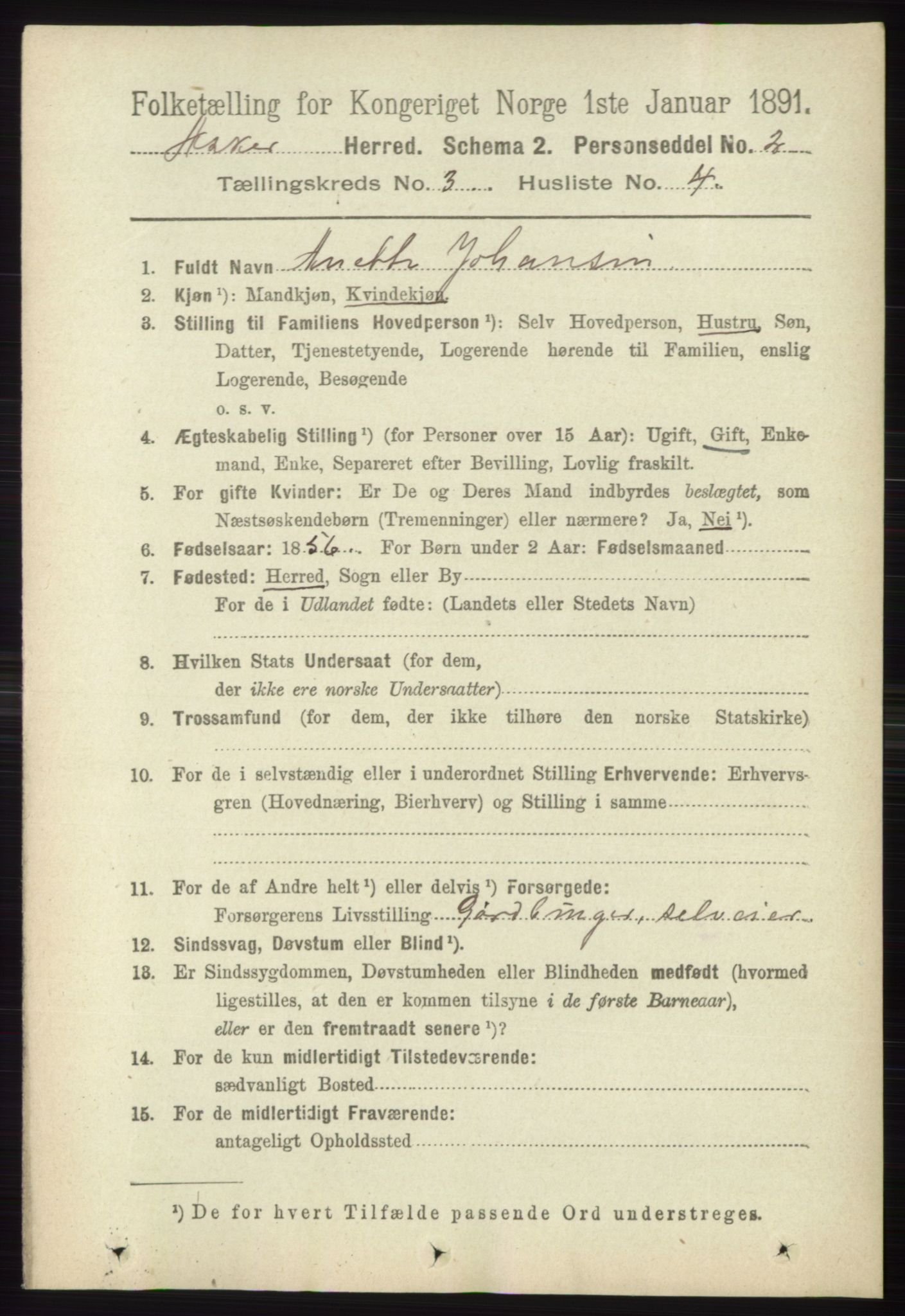 RA, 1891 census for 0220 Asker, 1891, p. 2005