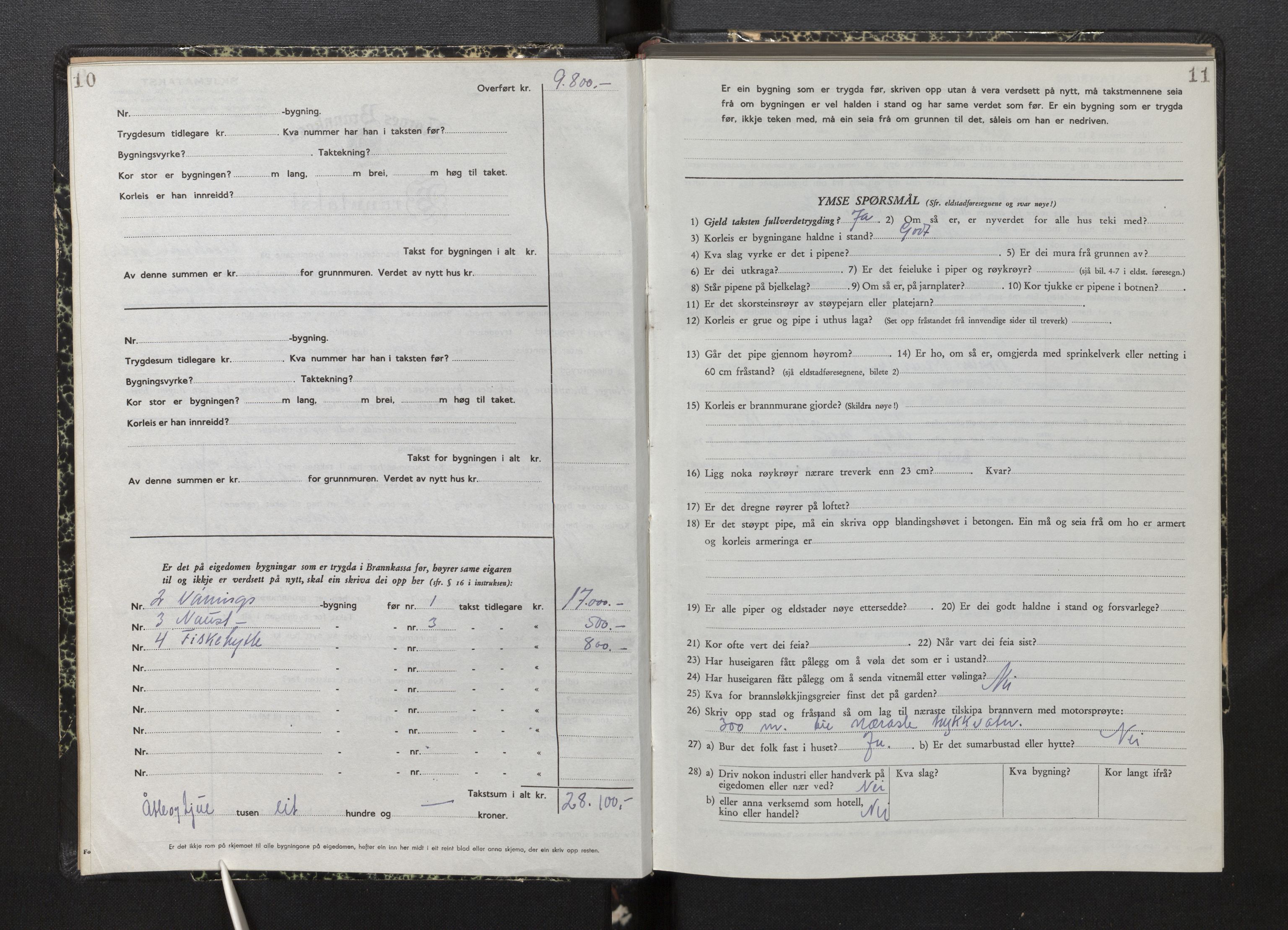 Lensmannen i Årdal, AV/SAB-A-30501/0012/L0012: Branntakstprotokoll, skjematakst, 1949-1955, p. 10-11