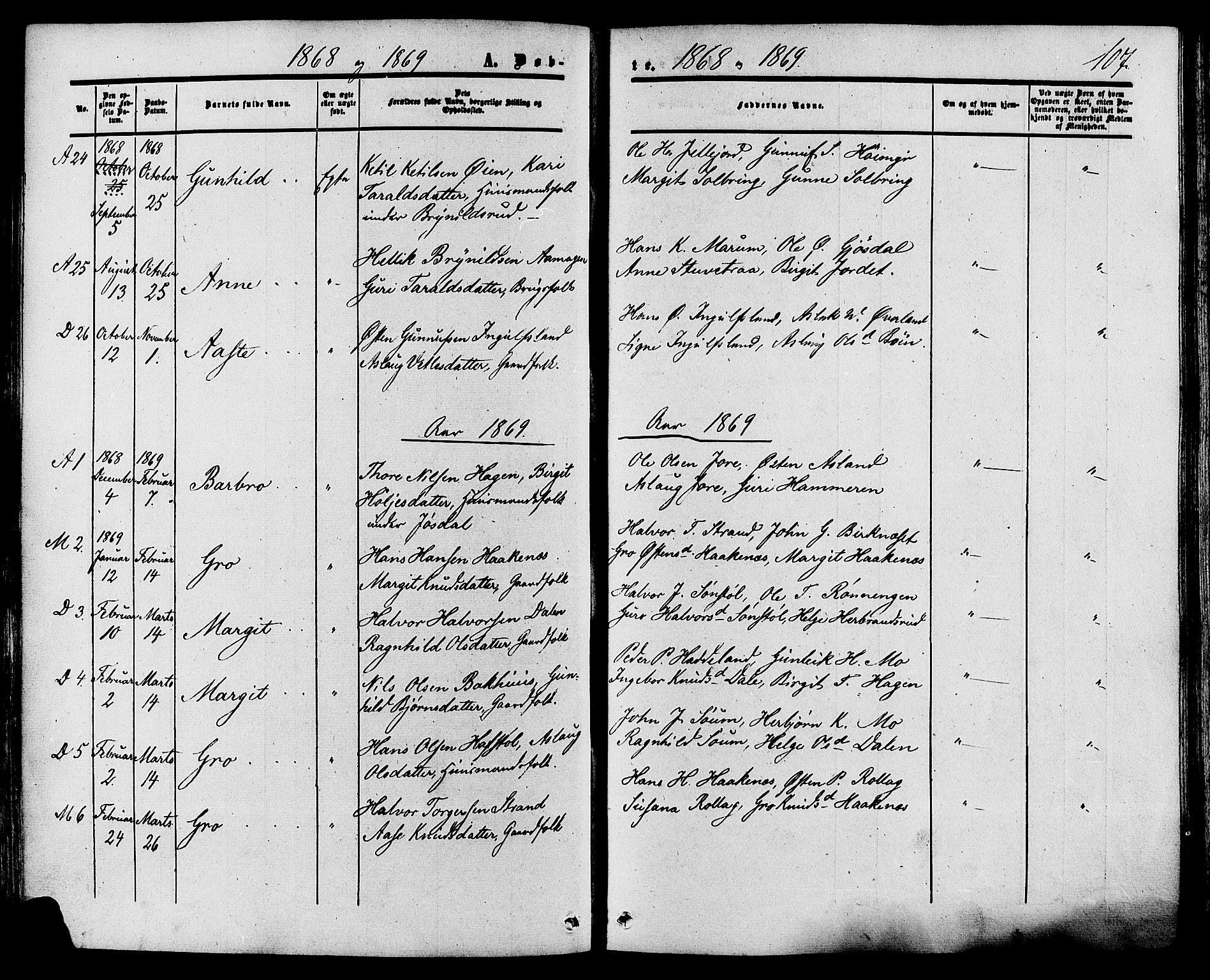 Tinn kirkebøker, SAKO/A-308/F/Fa/L0006: Parish register (official) no. I 6, 1857-1878, p. 107