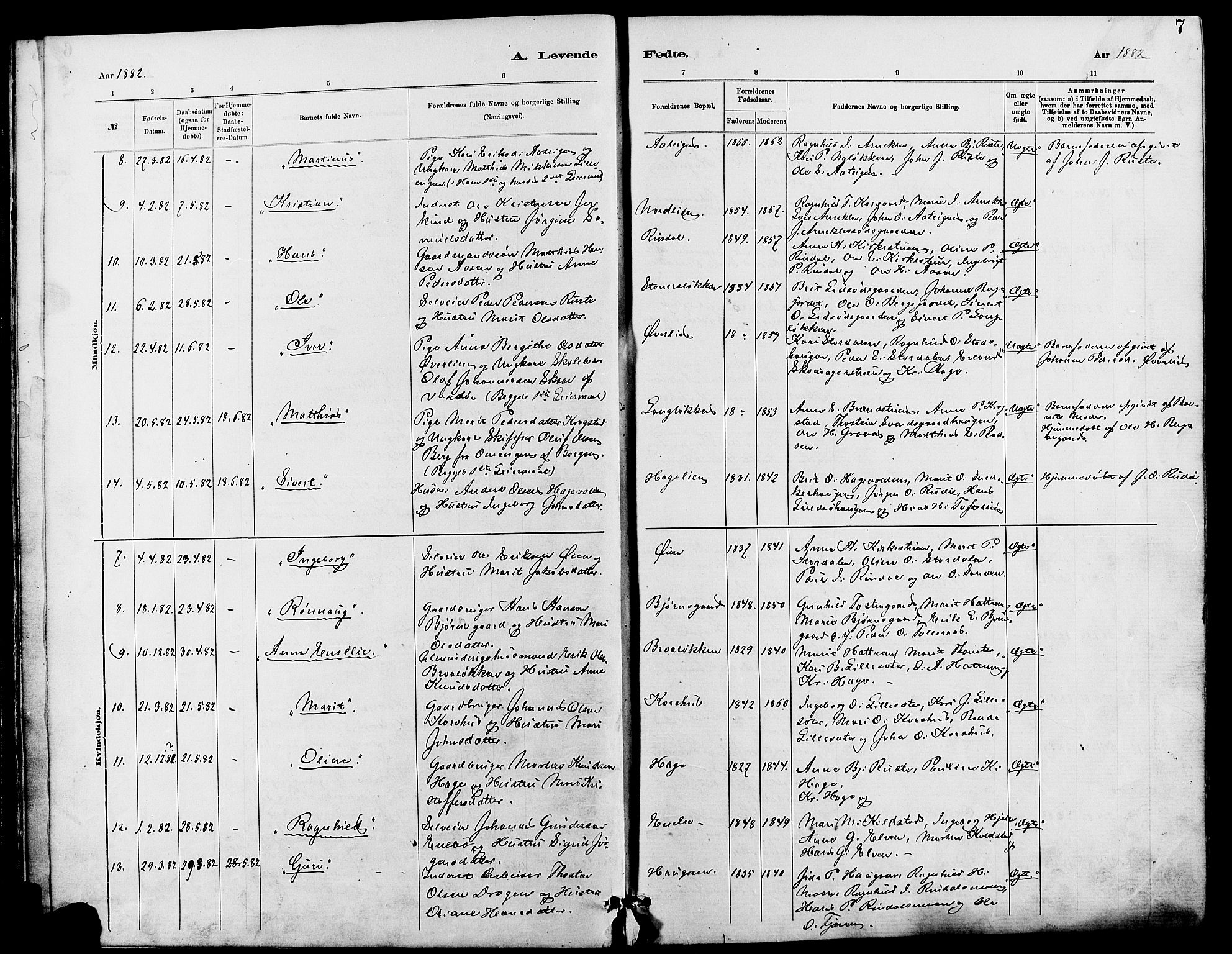 Dovre prestekontor, AV/SAH-PREST-066/H/Ha/Hab/L0002: Parish register (copy) no. 2, 1881-1907, p. 7