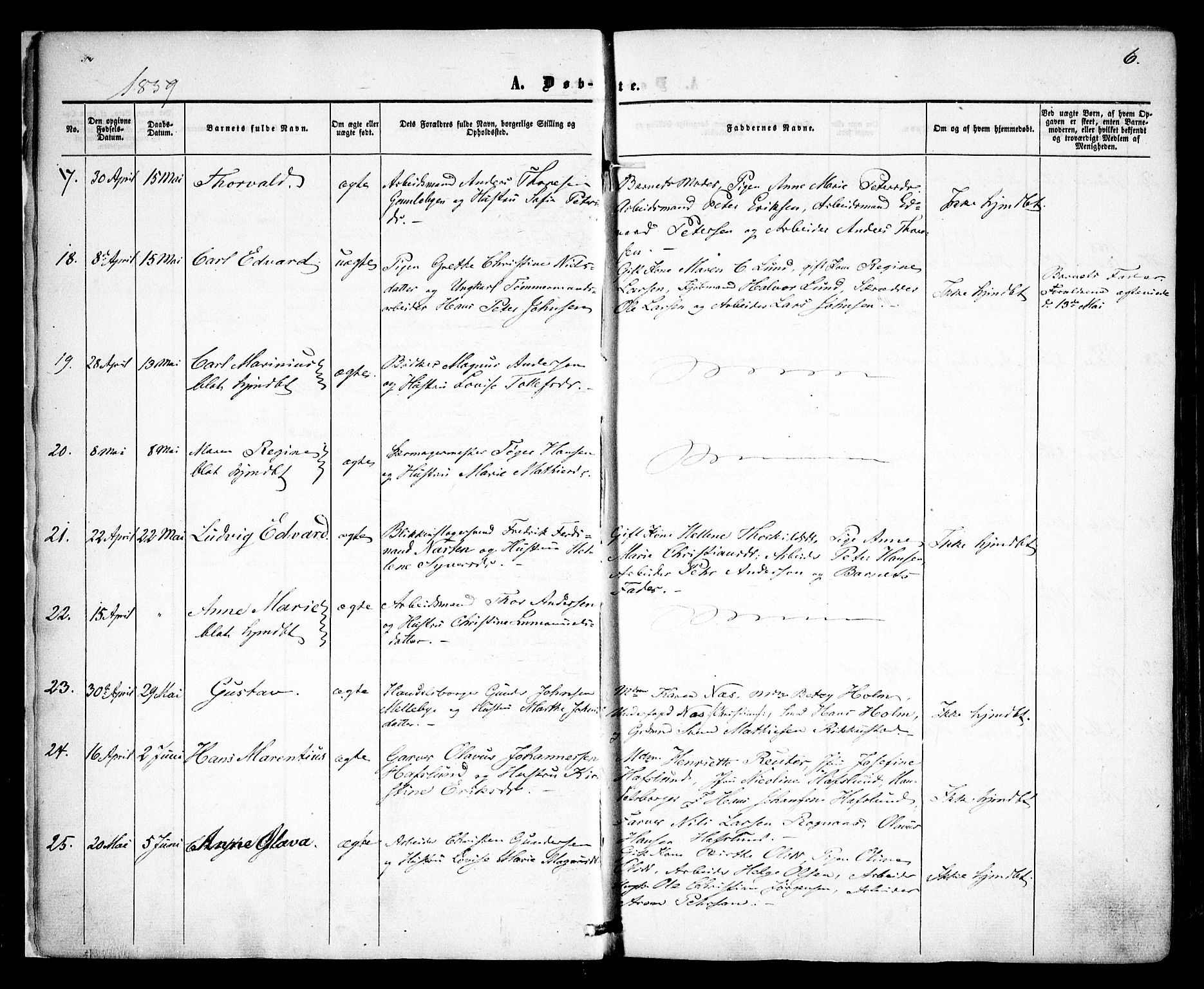 Sarpsborg prestekontor Kirkebøker, SAO/A-2006/F/Fa/L0001: Parish register (official) no. 1, 1859-1868, p. 6