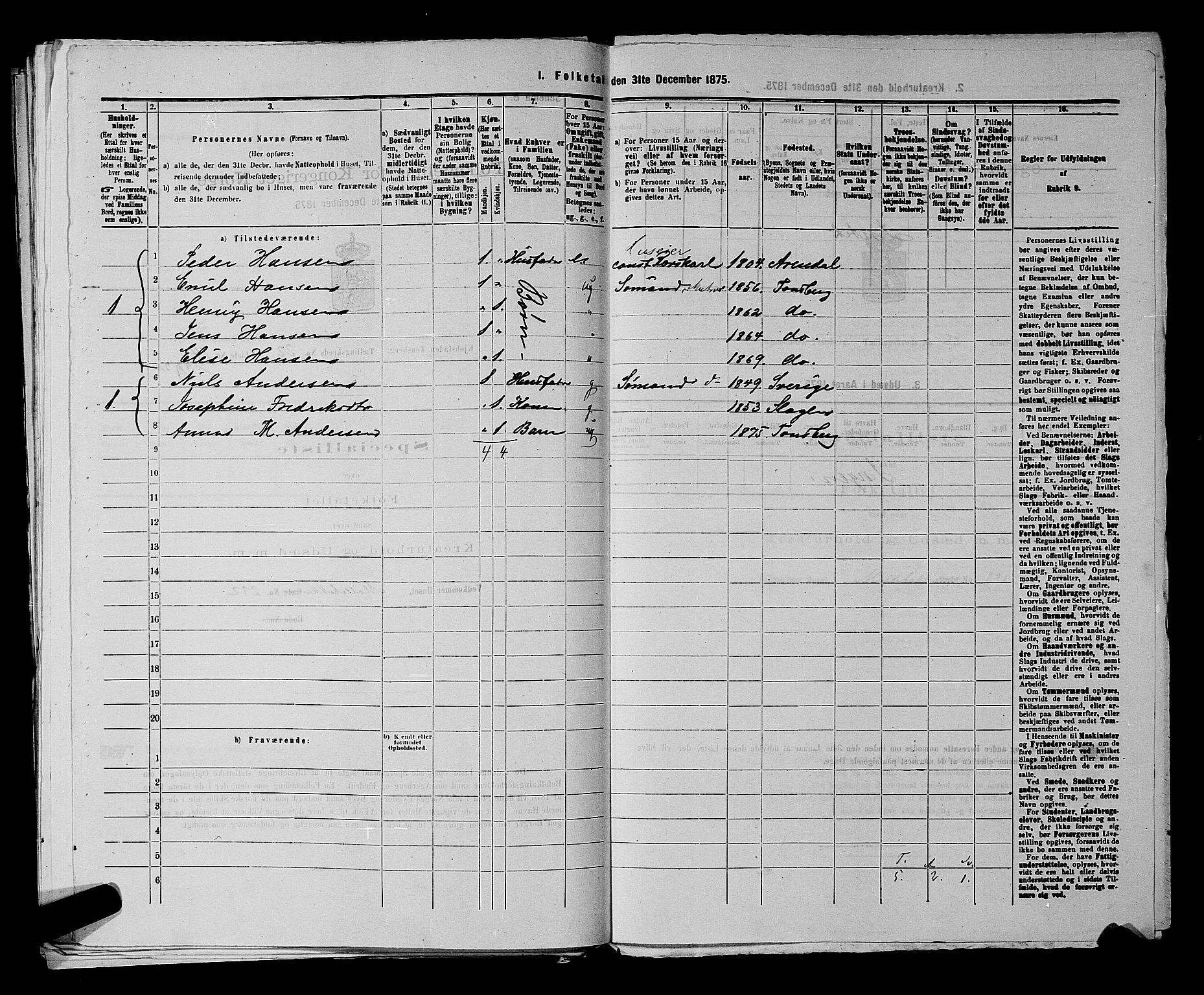 SAKO, 1875 census for 0705P Tønsberg, 1875, p. 718