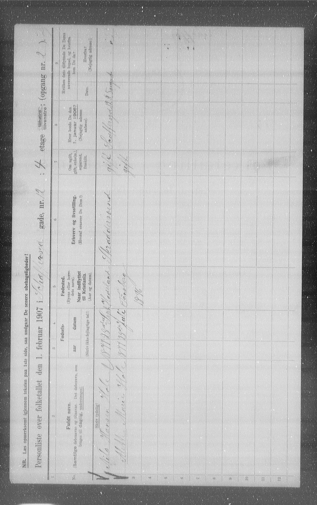 OBA, Municipal Census 1907 for Kristiania, 1907, p. 47639