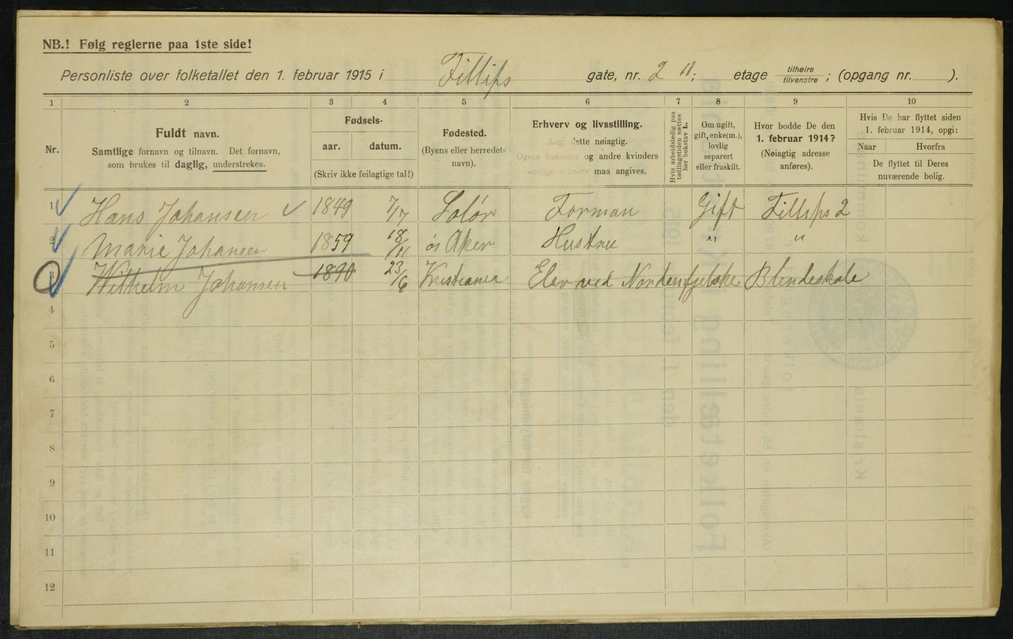 OBA, Municipal Census 1915 for Kristiania, 1915, p. 23775