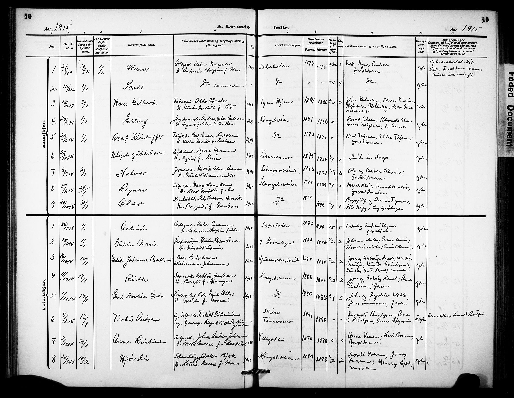 Notodden kirkebøker, AV/SAKO-A-290/G/Ga/L0001: Parish register (copy) no. 1, 1912-1923, p. 40