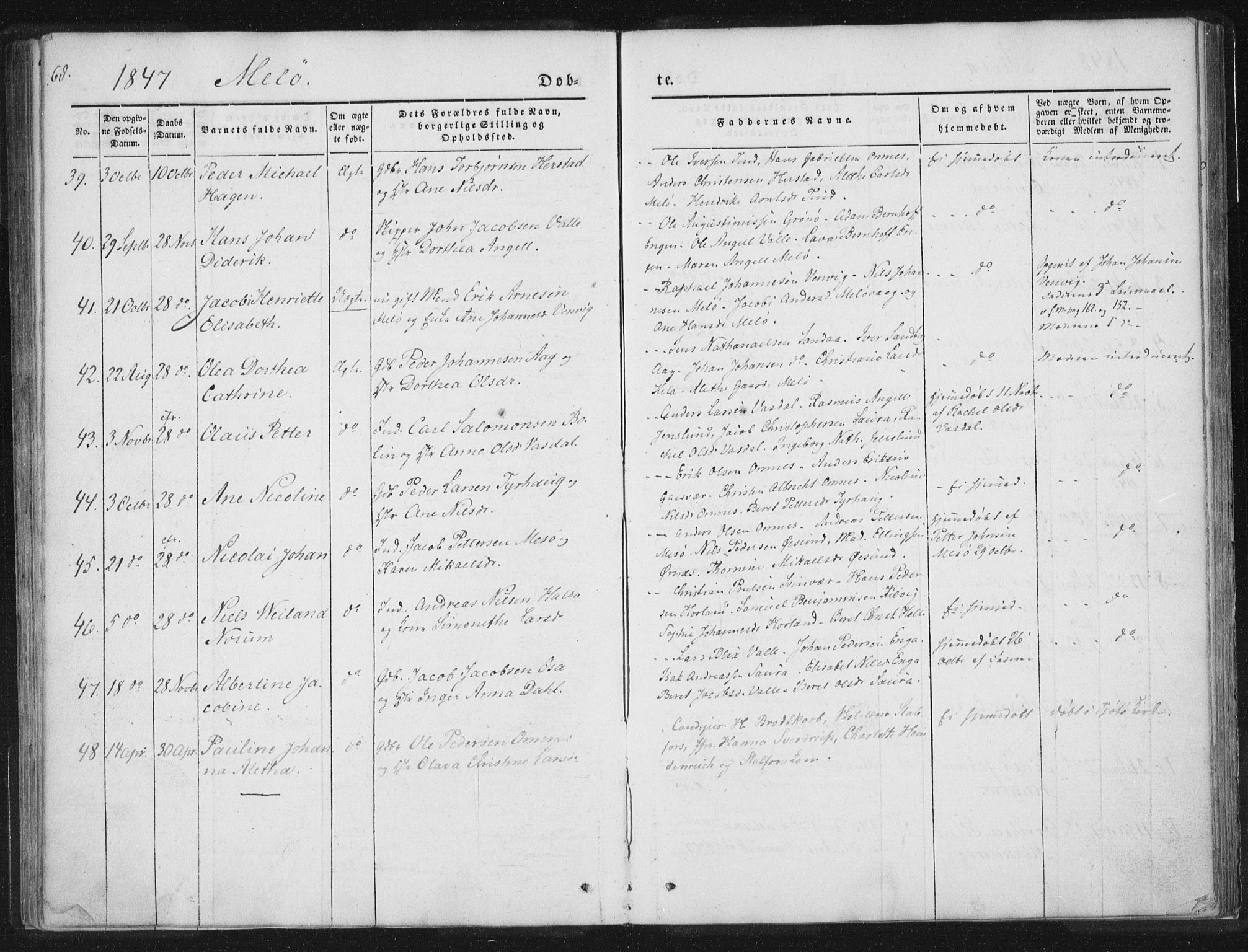 Ministerialprotokoller, klokkerbøker og fødselsregistre - Nordland, SAT/A-1459/841/L0602: Parish register (official) no. 841A08 /2, 1845-1859, p. 68