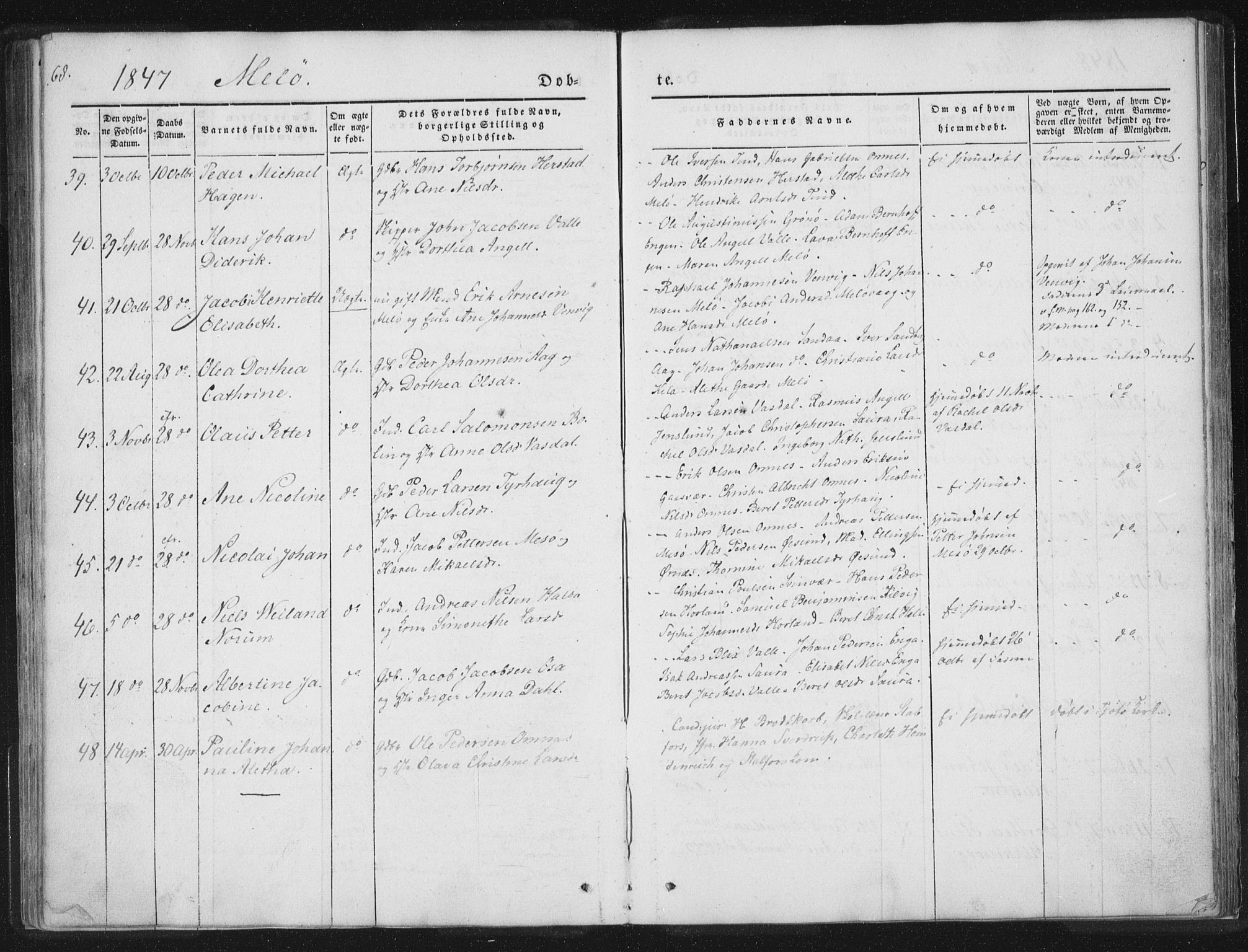 Ministerialprotokoller, klokkerbøker og fødselsregistre - Nordland, AV/SAT-A-1459/841/L0602: Parish register (official) no. 841A08 /2, 1845-1859, p. 68