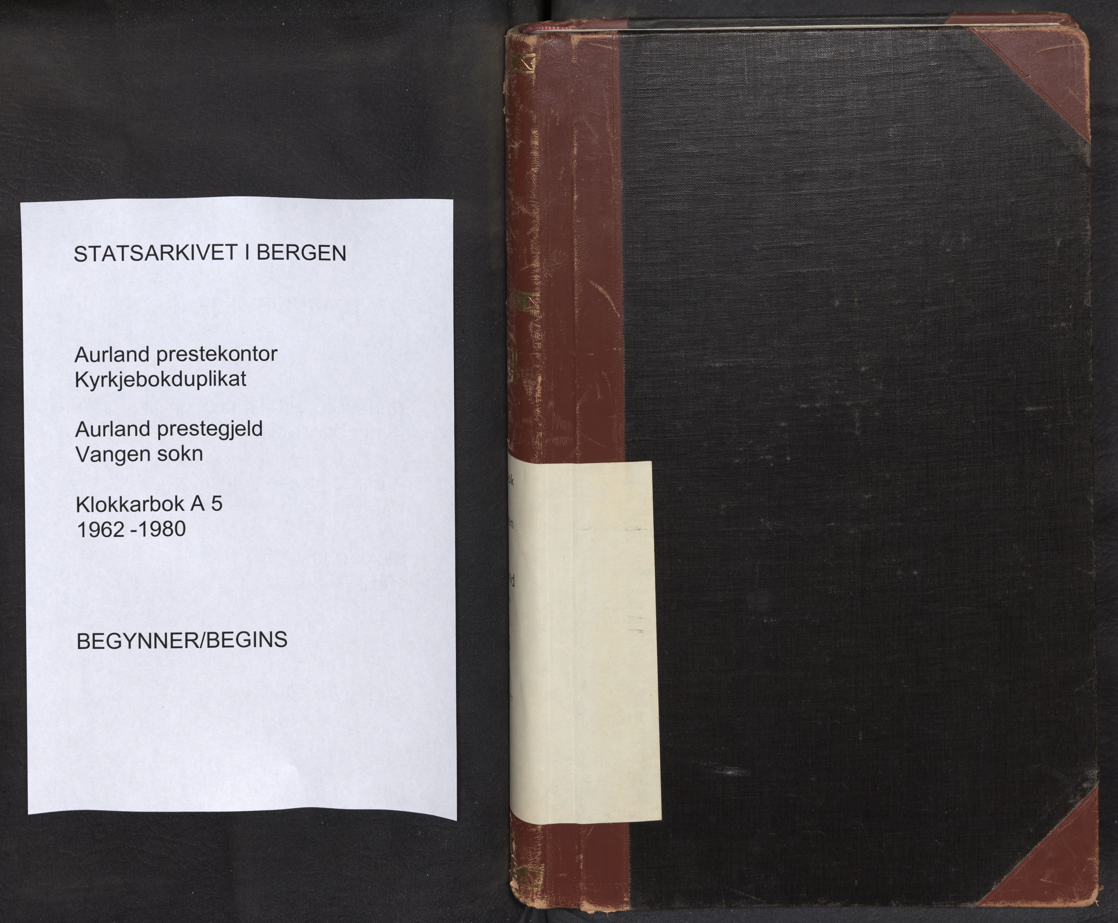 Aurland sokneprestembete, SAB/A-99937/H/Hb/Hba/L0005: Parish register (copy) no. A 5, 1962-1980