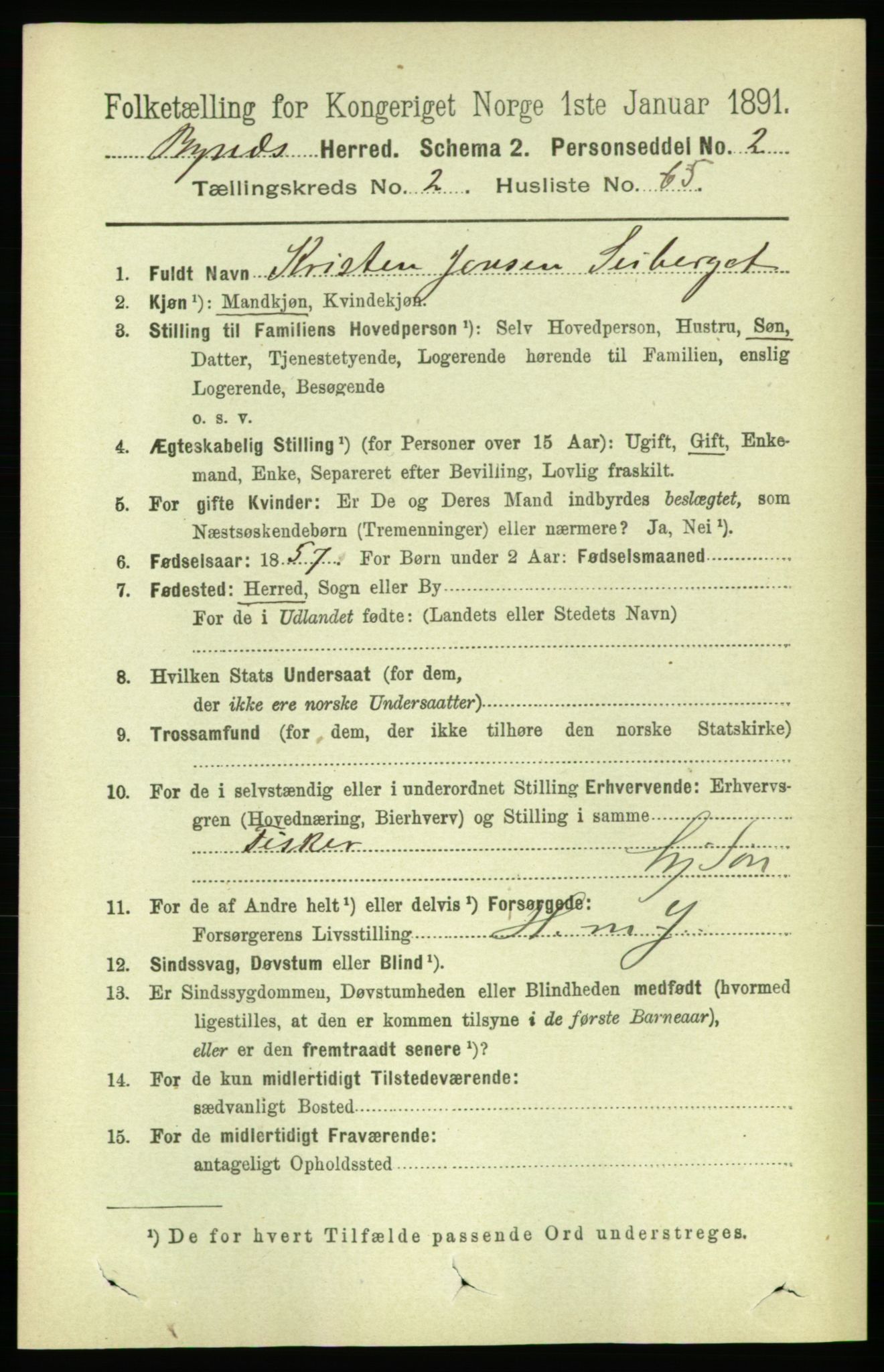 RA, 1891 census for 1655 Byneset, 1891, p. 1194