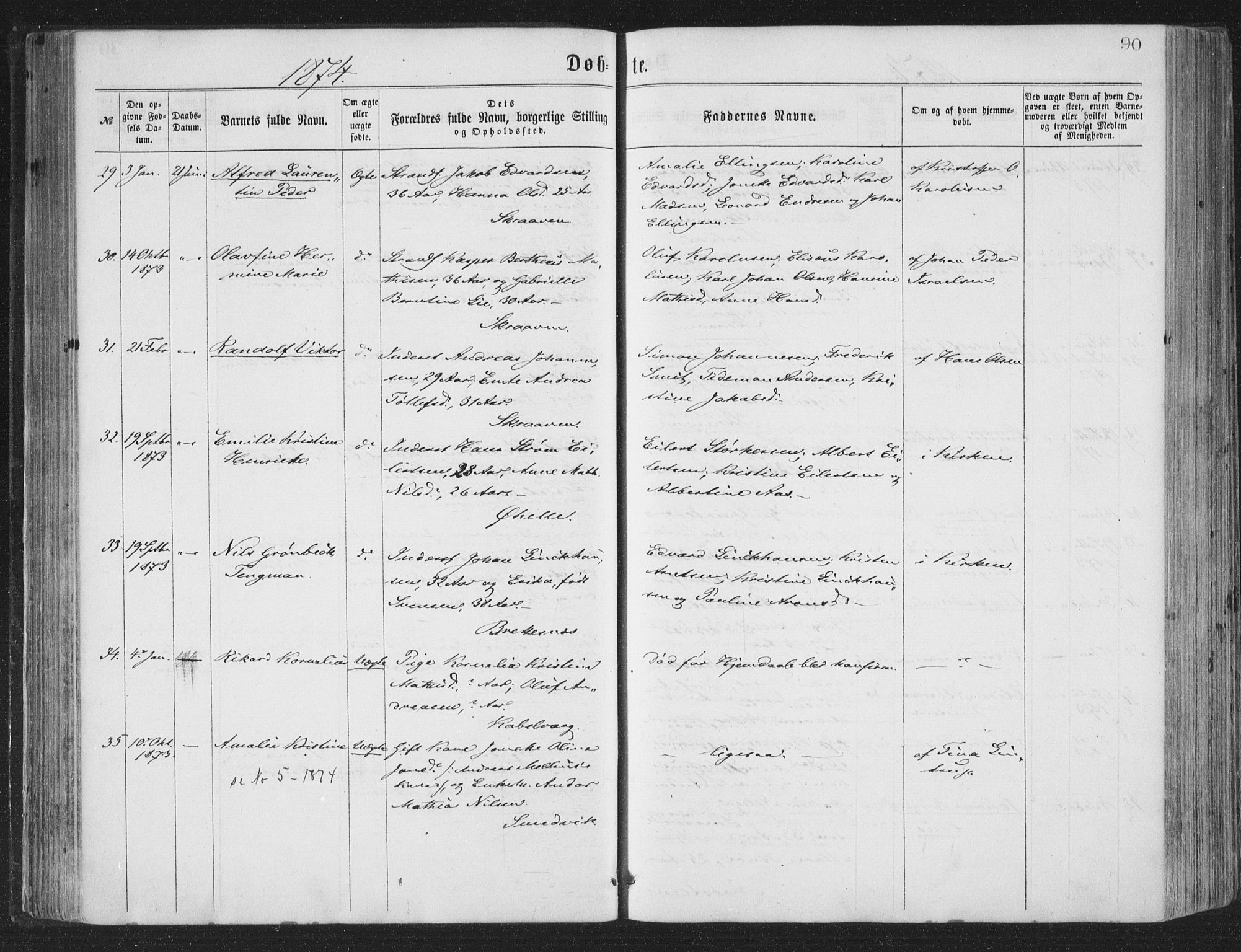 Ministerialprotokoller, klokkerbøker og fødselsregistre - Nordland, SAT/A-1459/874/L1057: Parish register (official) no. 874A01, 1866-1877, p. 90