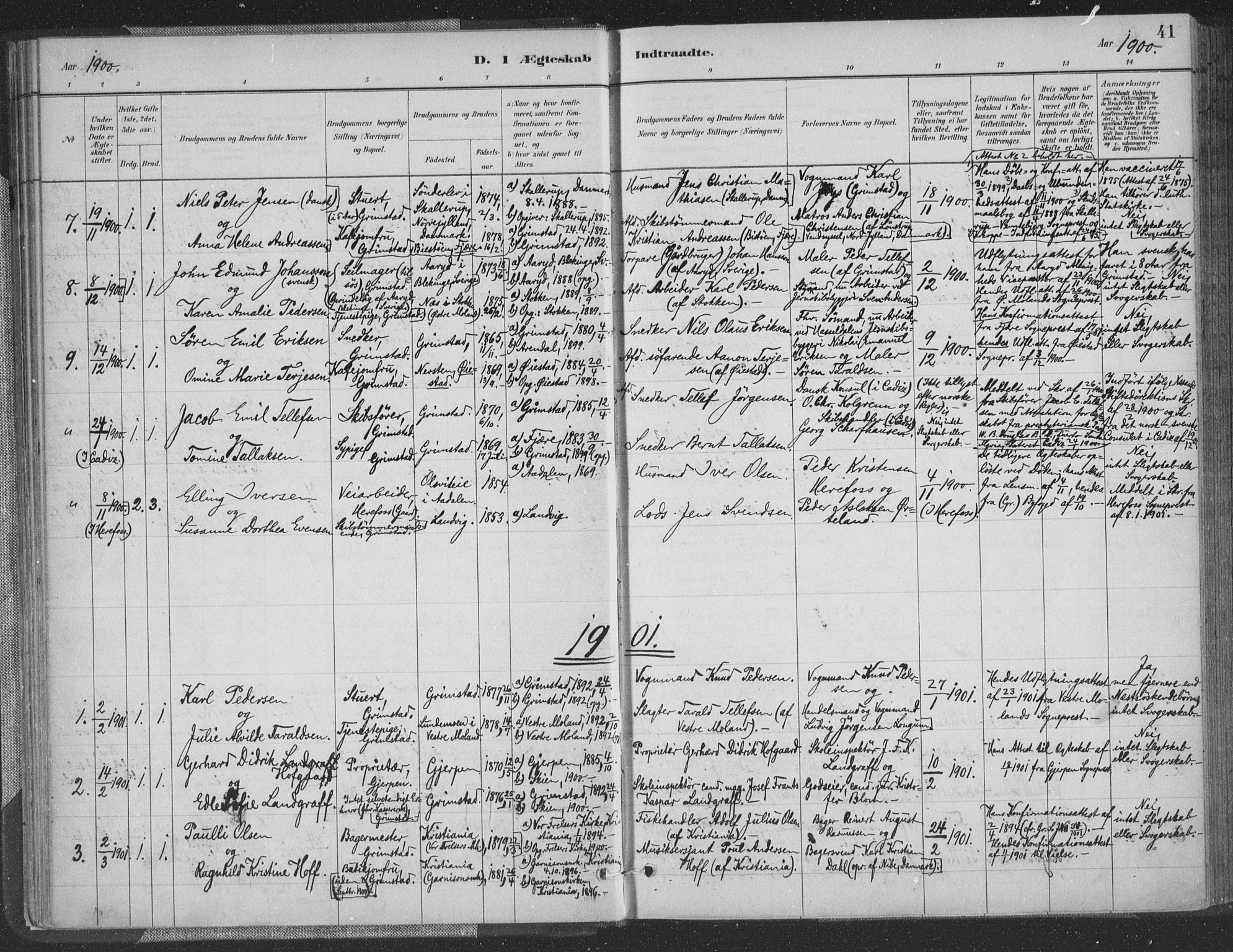 Grimstad sokneprestkontor, SAK/1111-0017/F/Fa/L0004: Parish register (official) no. A 3, 1882-1910, p. 41