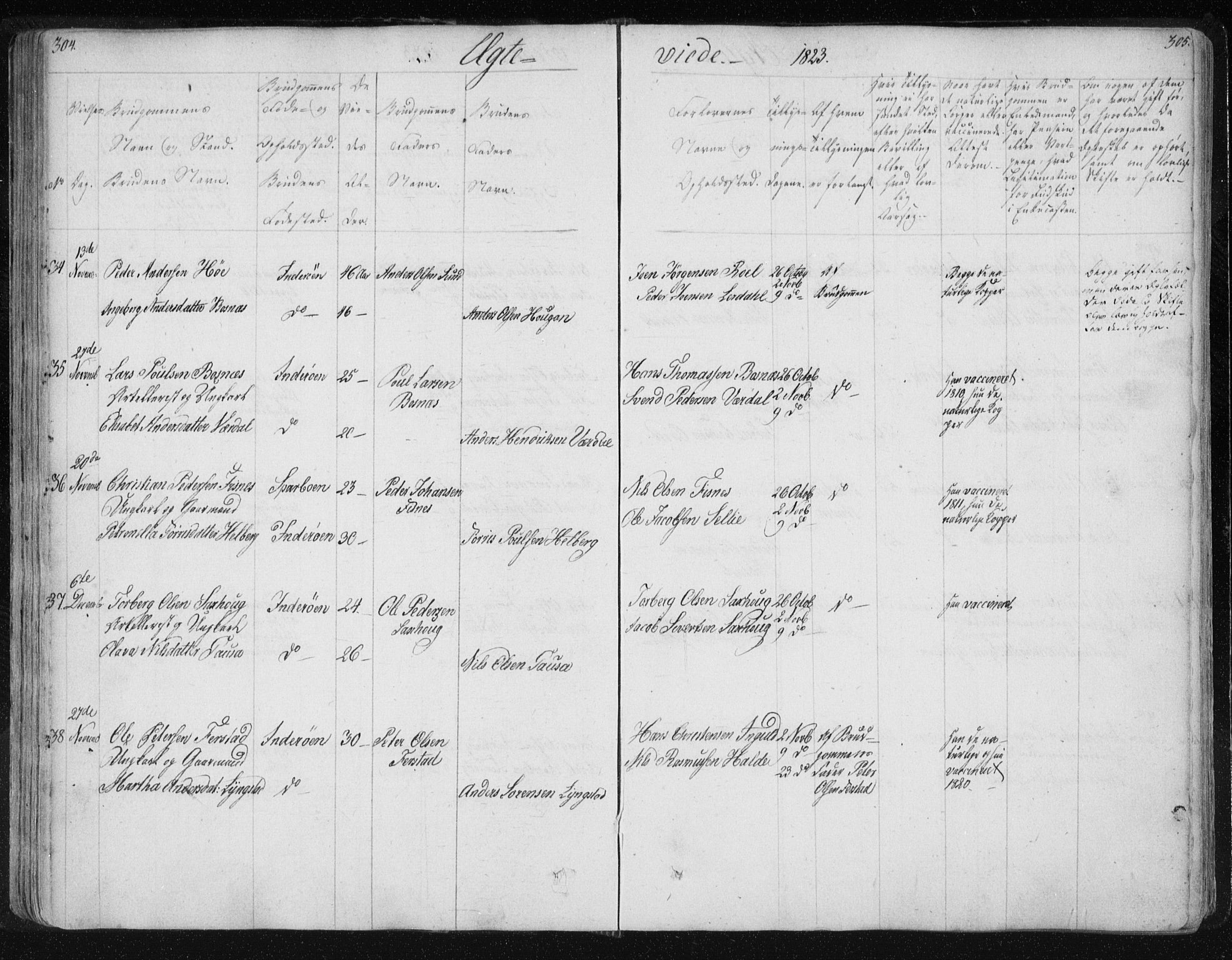 Ministerialprotokoller, klokkerbøker og fødselsregistre - Nord-Trøndelag, SAT/A-1458/730/L0276: Parish register (official) no. 730A05, 1822-1830, p. 304-305