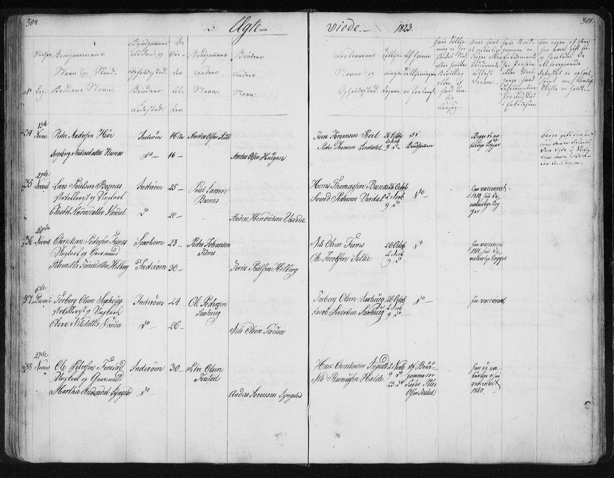 Ministerialprotokoller, klokkerbøker og fødselsregistre - Nord-Trøndelag, AV/SAT-A-1458/730/L0276: Parish register (official) no. 730A05, 1822-1830, p. 304-305