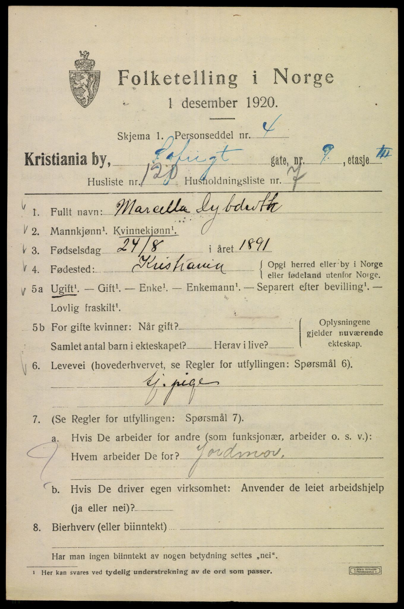 SAO, 1920 census for Kristiania, 1920, p. 524757