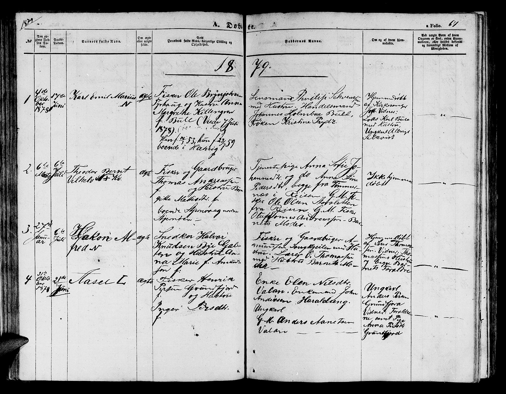 Loppa sokneprestkontor, SATØ/S-1339/H/Hb/L0003klokker: Parish register (copy) no. 3, 1853-1880, p. 67