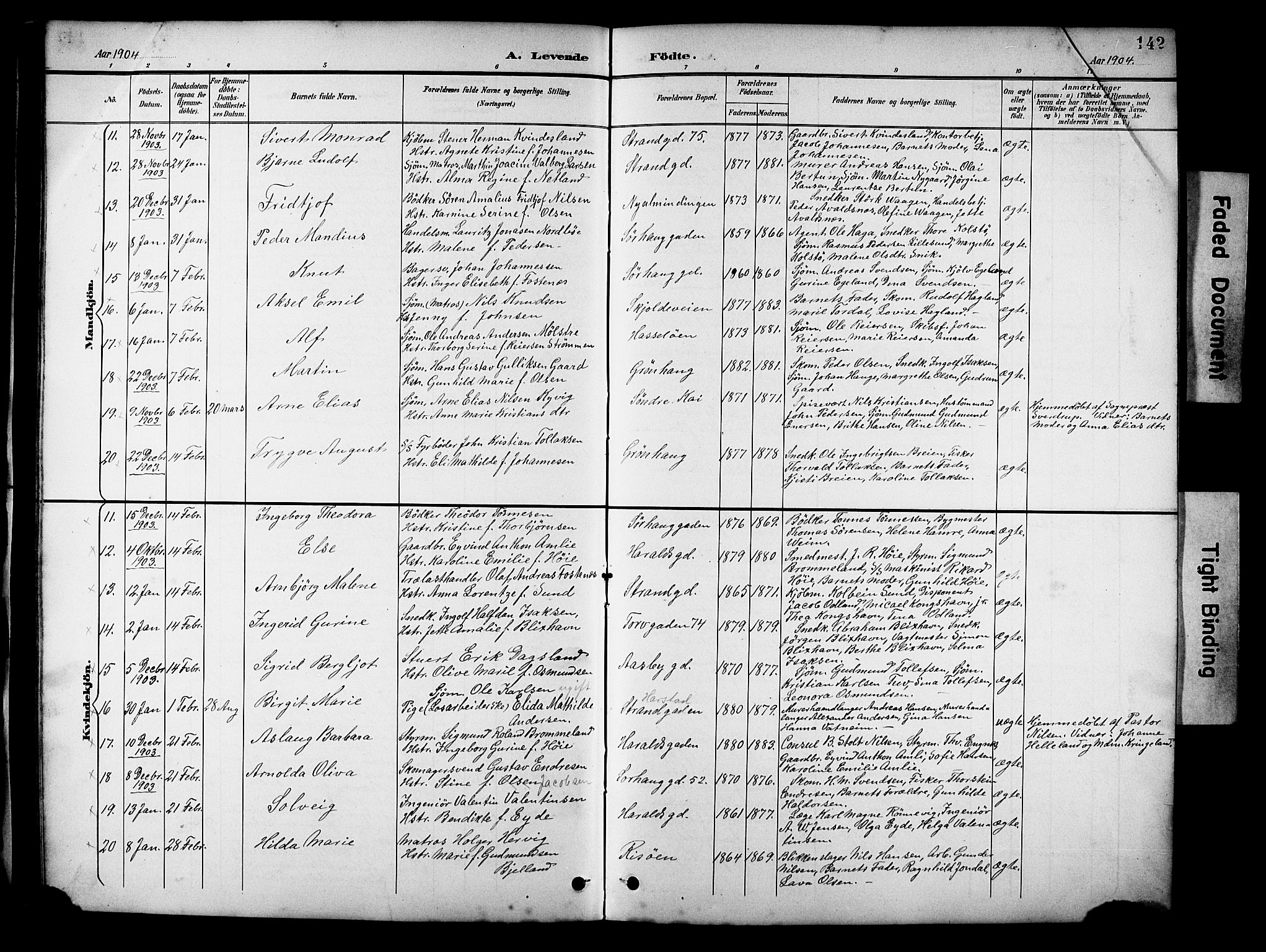 Haugesund sokneprestkontor, AV/SAST-A -101863/H/Ha/Hab/L0005: Parish register (copy) no. B 5, 1894-1908, p. 142