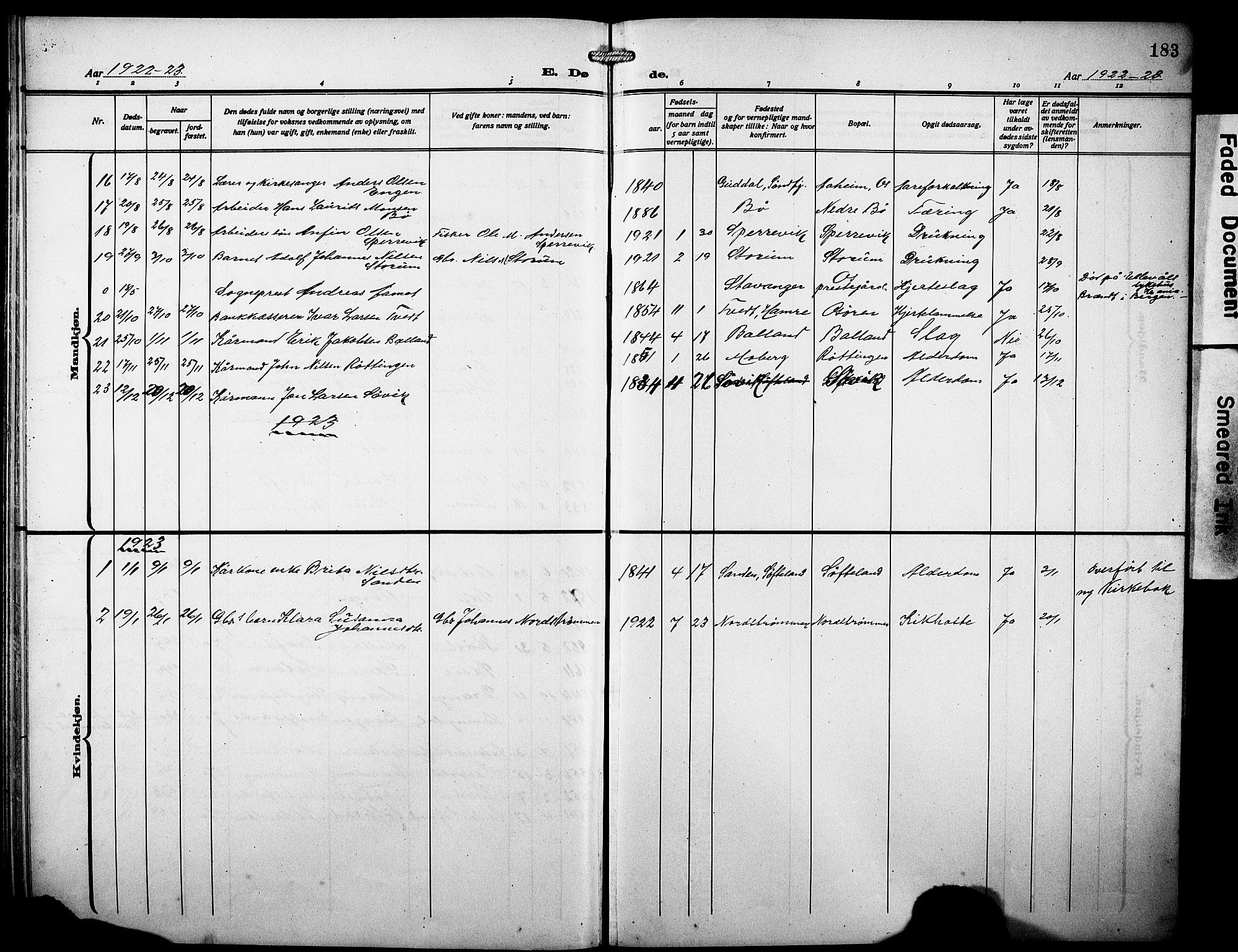 Os sokneprestembete, AV/SAB-A-99929: Parish register (copy) no. A 4, 1914-1923, p. 183