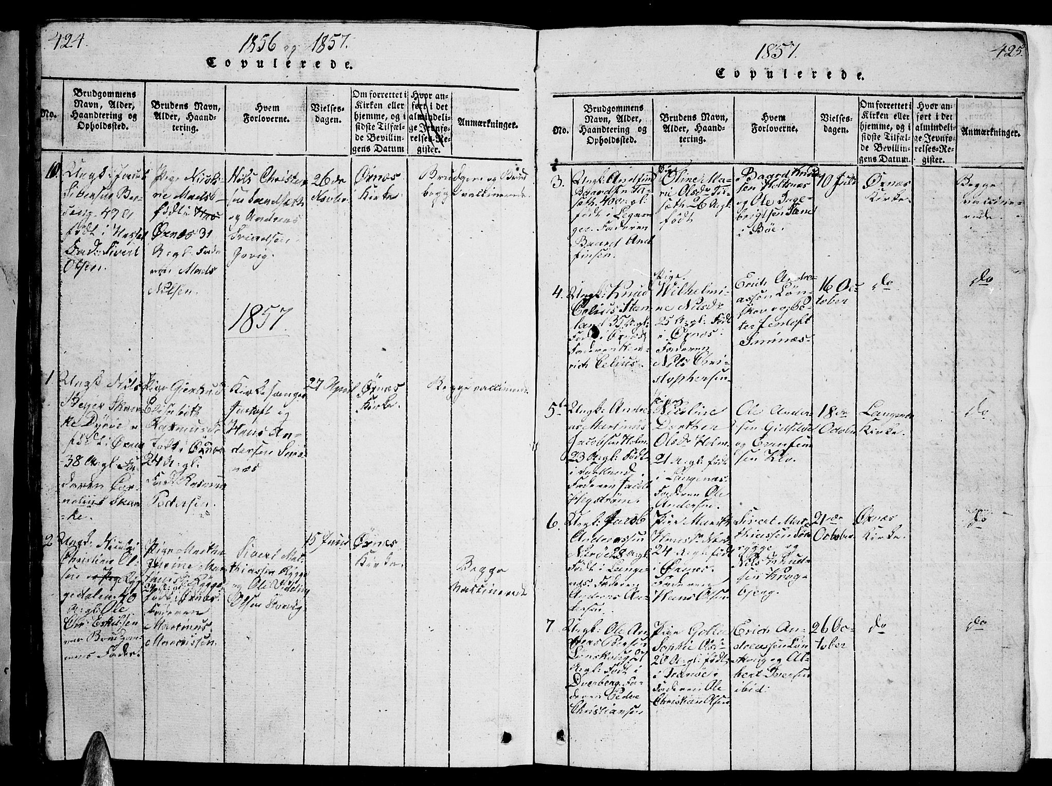 Ministerialprotokoller, klokkerbøker og fødselsregistre - Nordland, AV/SAT-A-1459/893/L1346: Parish register (copy) no. 893C01, 1820-1858, p. 424-425