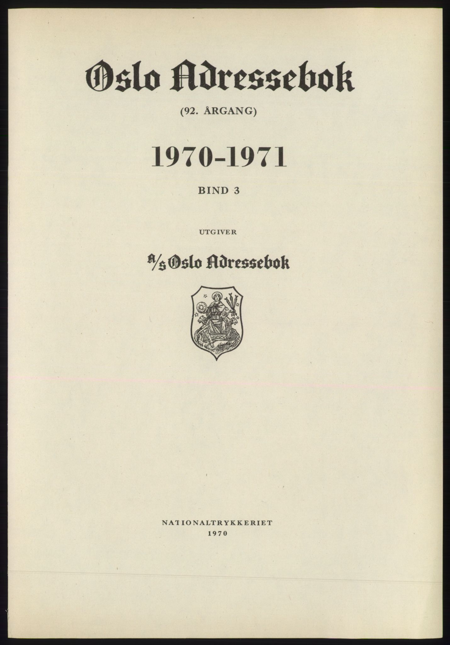 Kristiania/Oslo adressebok, PUBL/-, 1970-1971