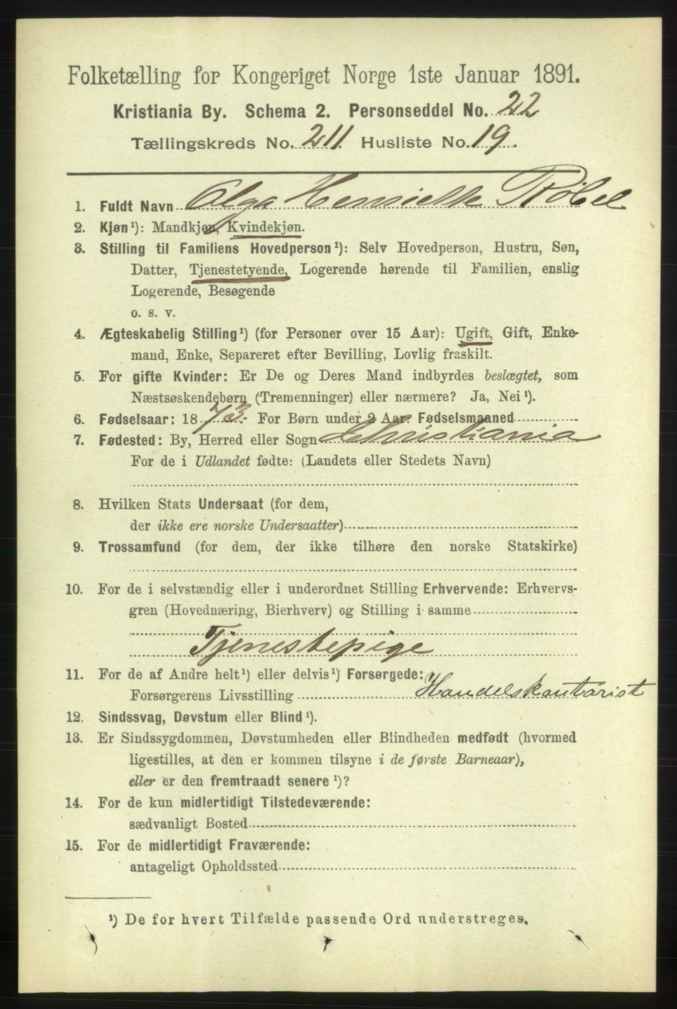 RA, 1891 census for 0301 Kristiania, 1891, p. 126344