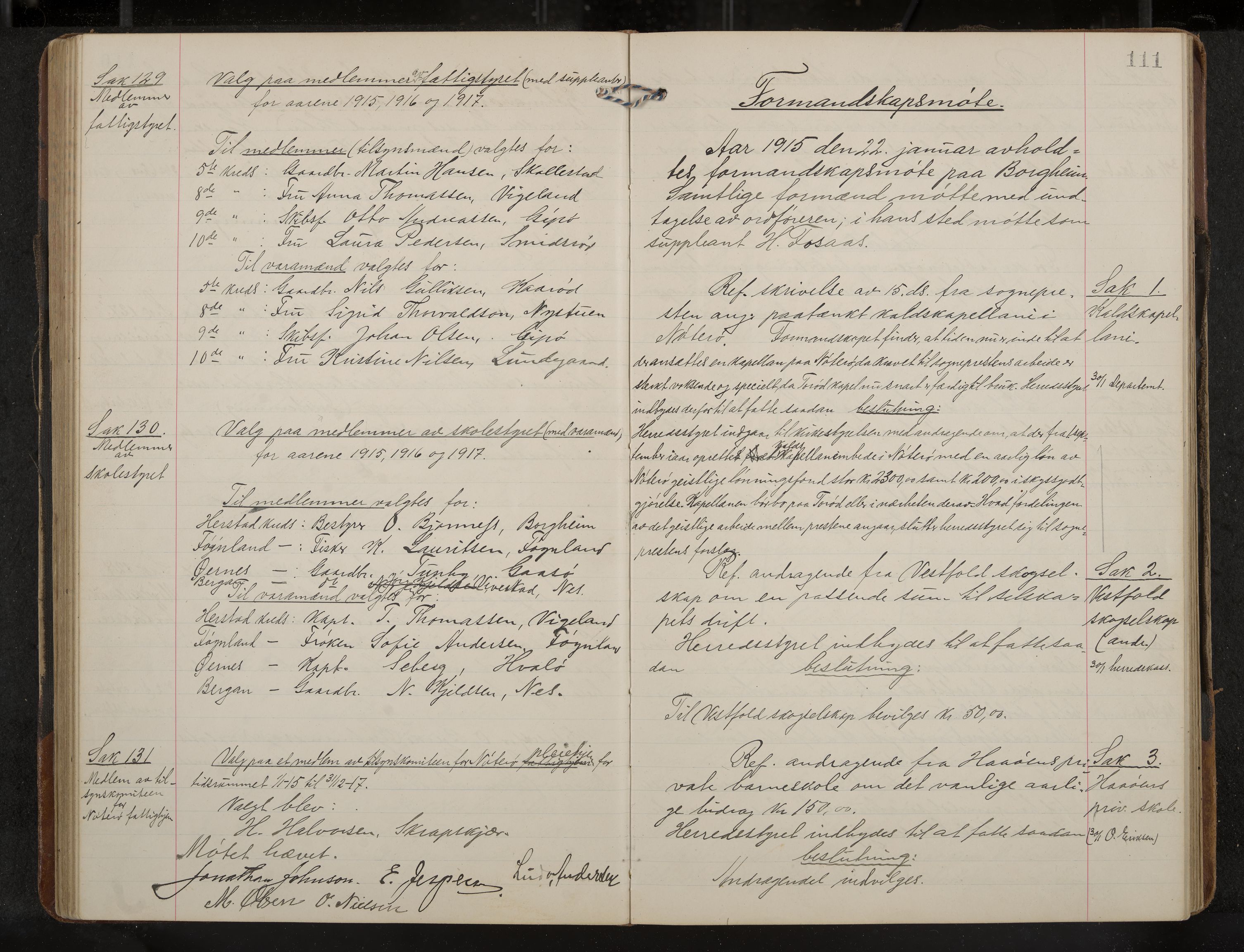 Nøtterøy formannskap og sentraladministrasjon, IKAK/0722021-1/A/Aa/L0007: Møtebok med register, 1913-1917, p. 111