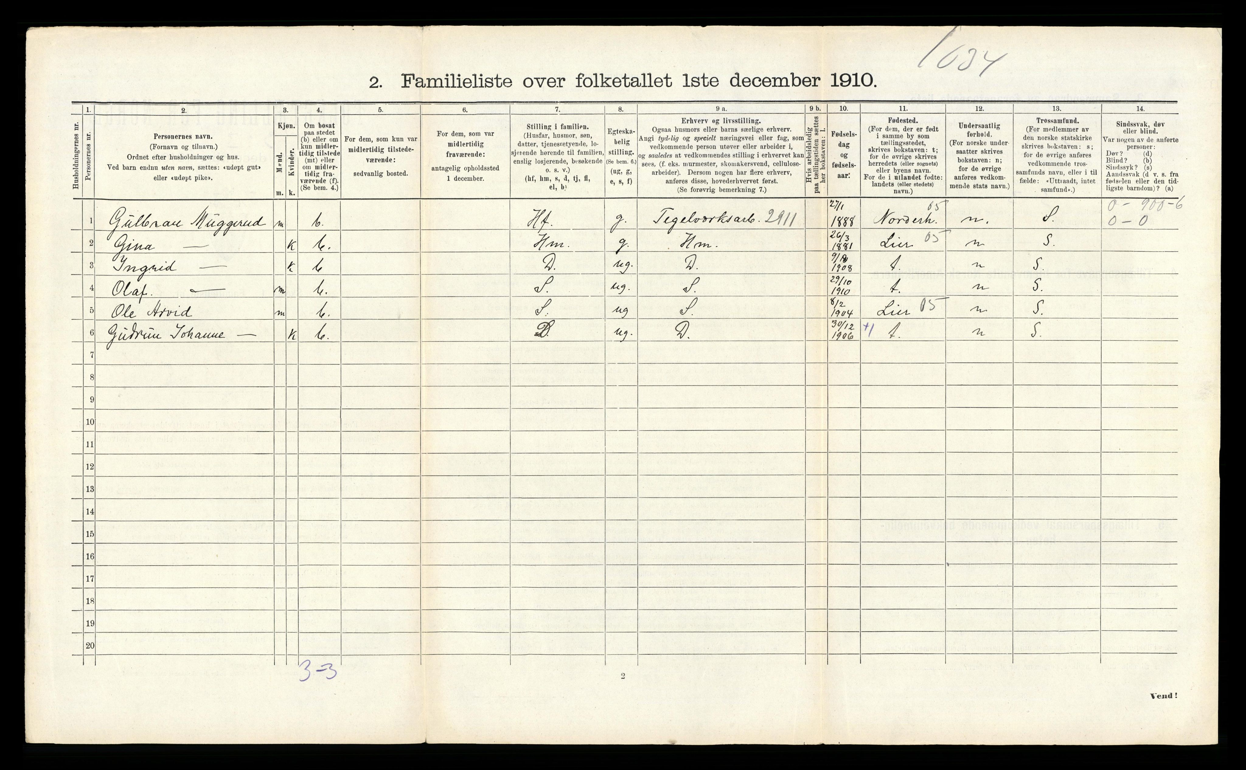 RA, 1910 census for Hønefoss, 1910, p. 1348