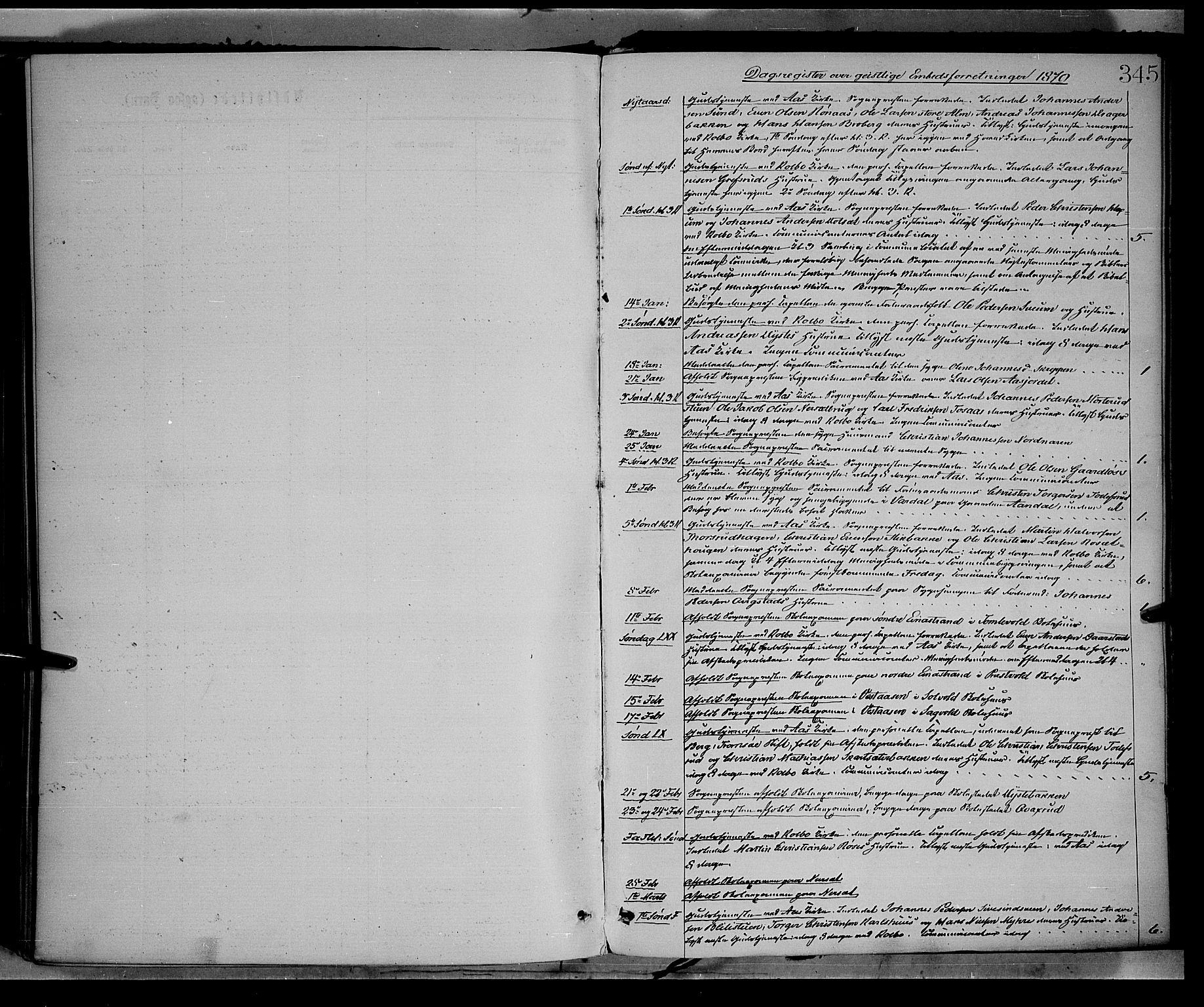 Vestre Toten prestekontor, SAH/PREST-108/H/Ha/Haa/L0008: Parish register (official) no. 8, 1870-1877, p. 345