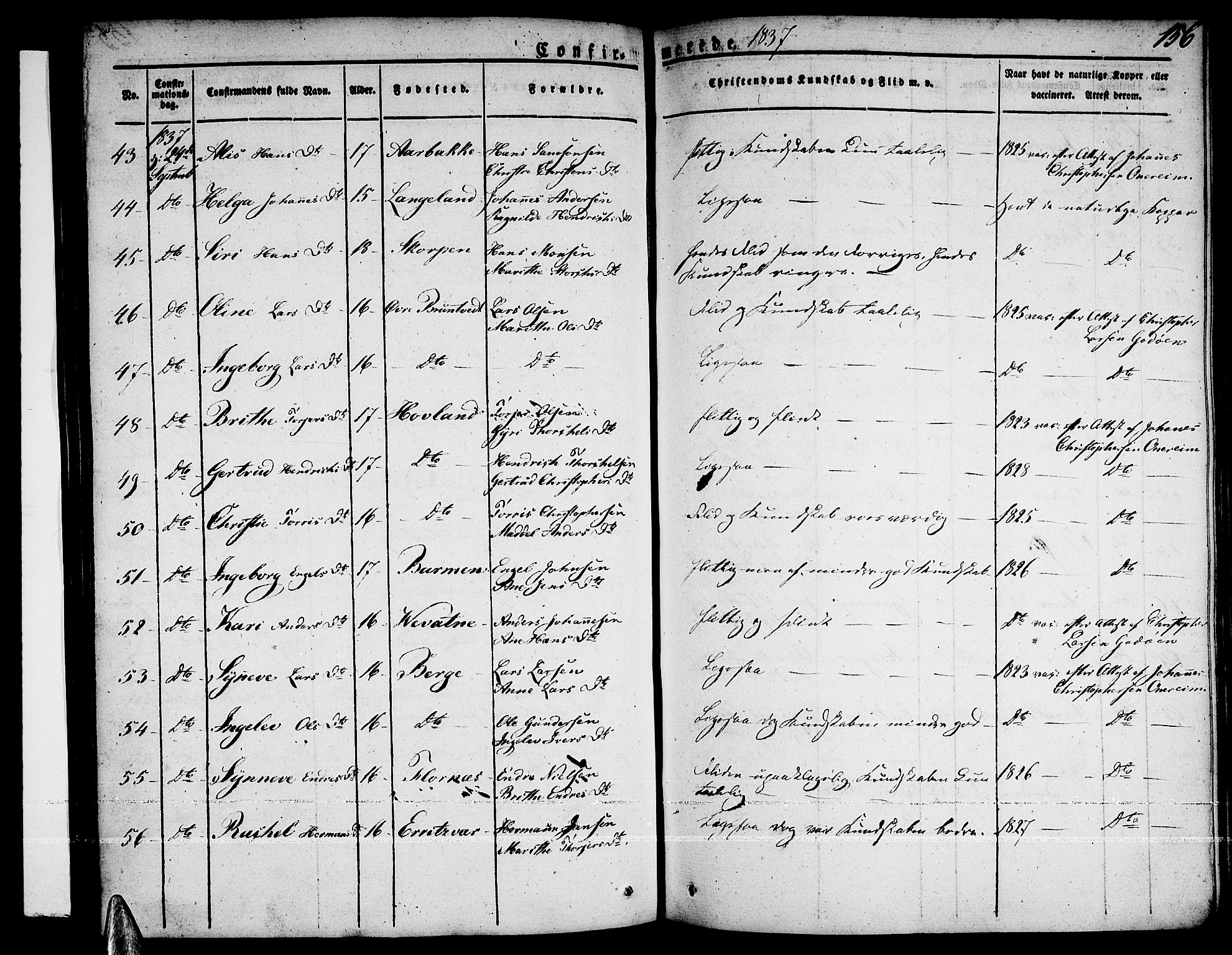 Tysnes sokneprestembete, AV/SAB-A-78601/H/Haa: Parish register (official) no. A 8, 1826-1837, p. 156