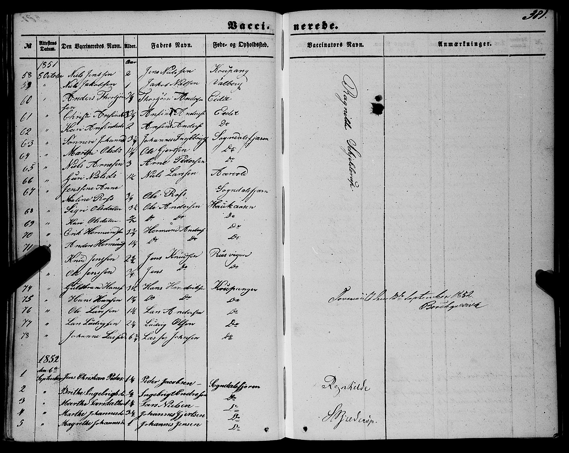 Sogndal sokneprestembete, SAB/A-81301/H/Haa/Haaa/L0012II: Parish register (official) no. A 12II, 1847-1877, p. 381
