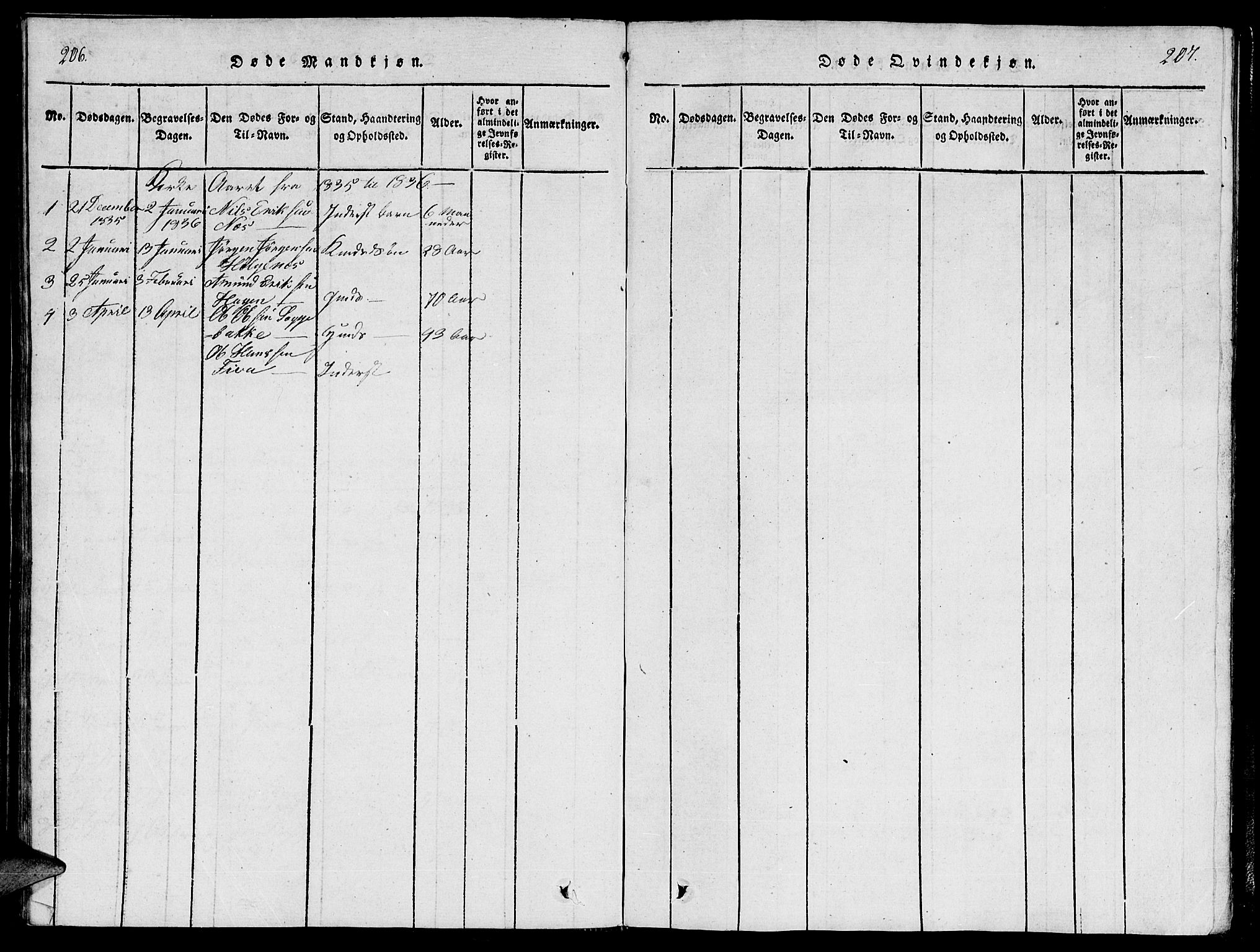 Ministerialprotokoller, klokkerbøker og fødselsregistre - Møre og Romsdal, SAT/A-1454/544/L0579: Parish register (copy) no. 544C01, 1818-1836, p. 206-207