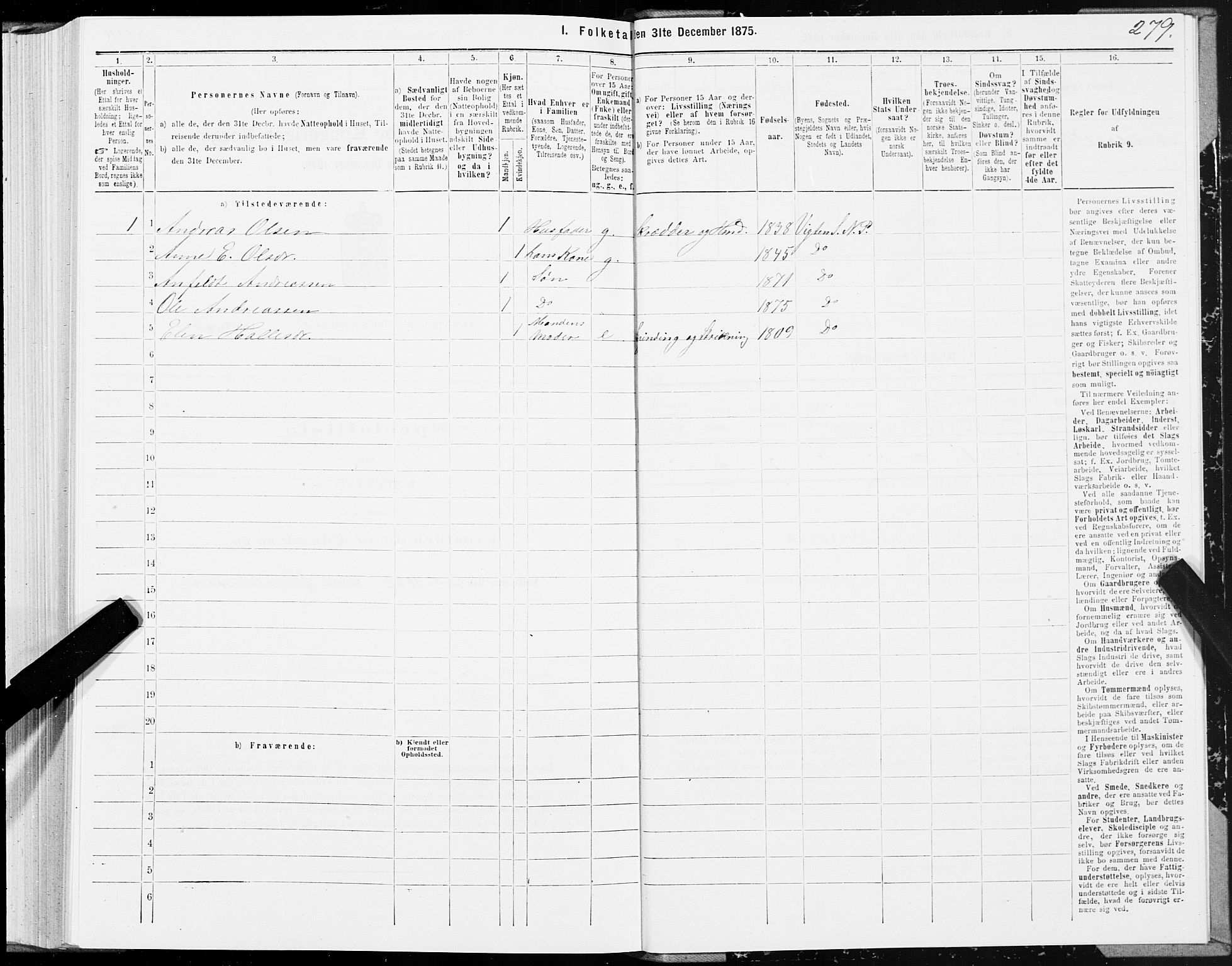 SAT, 1875 census for 1751P Nærøy, 1875, p. 3279