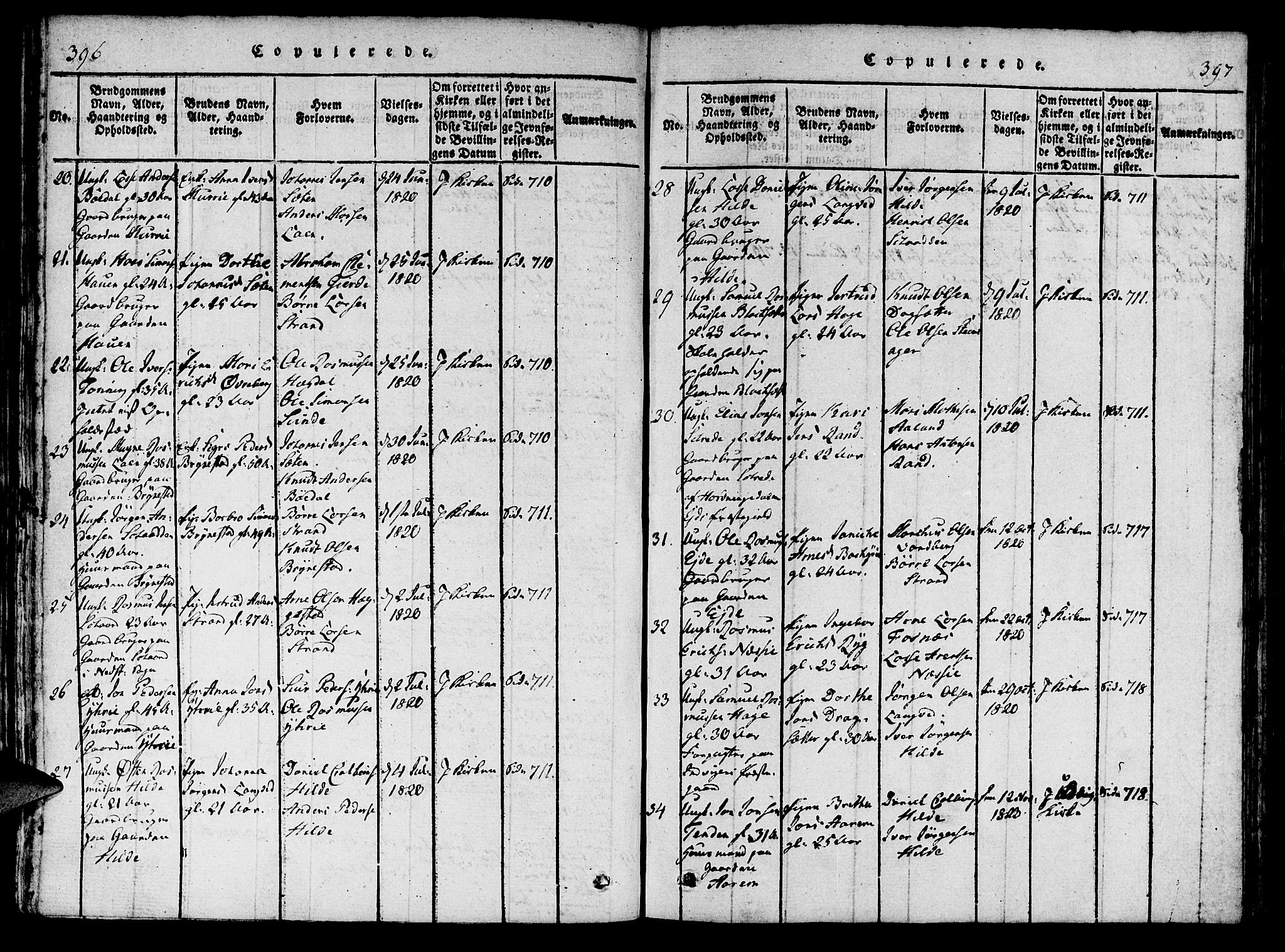 Innvik sokneprestembete, AV/SAB-A-80501: Parish register (official) no. A 2, 1816-1821, p. 396-397