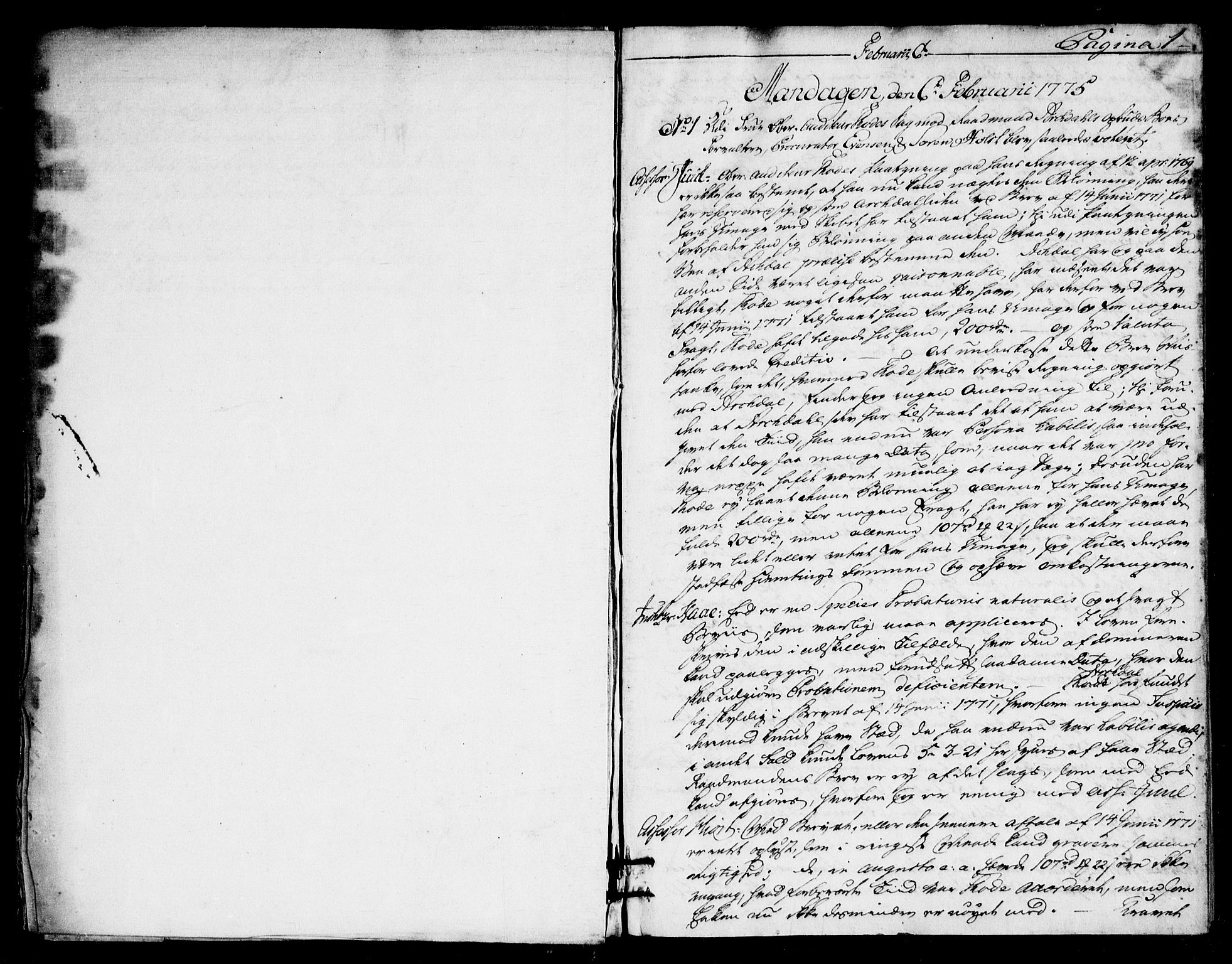 Overhoffretten 1667-1797, AV/RA-EA-2884/Ac/L0214: Voteringsprotokoll, 1775, p. 0-1