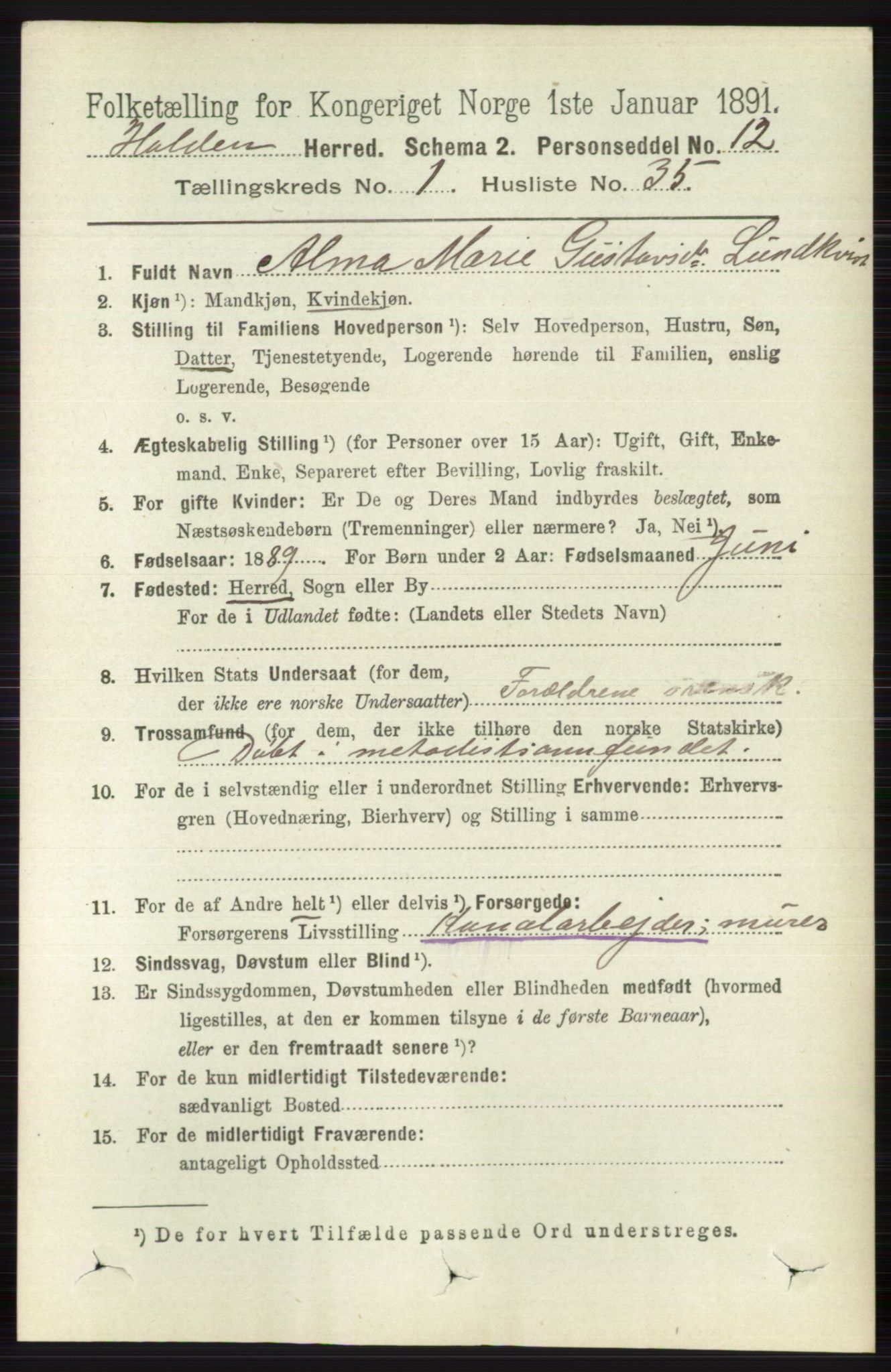 RA, 1891 census for 0819 Holla, 1891, p. 489