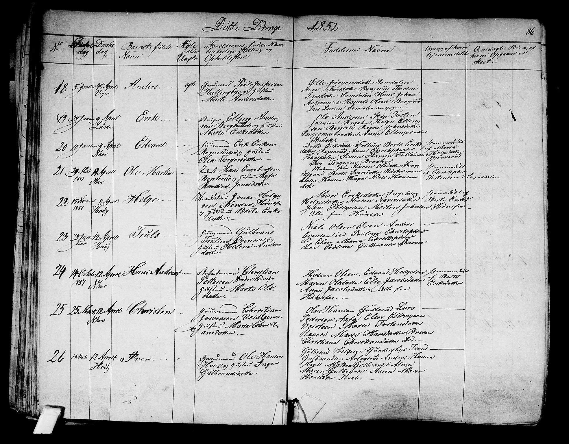 Norderhov kirkebøker, SAKO/A-237/F/Fa/L0011: Parish register (official) no. 11, 1847-1856, p. 86