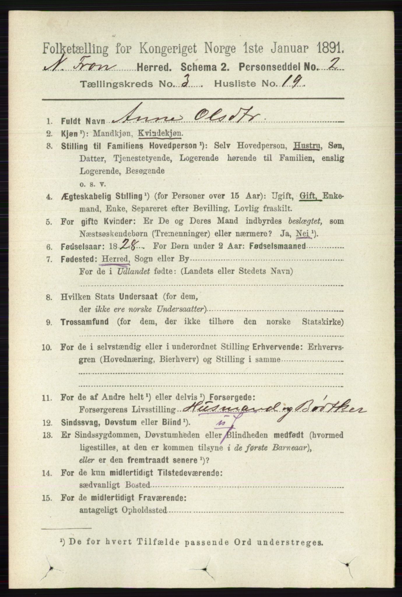 RA, 1891 census for 0518 Nord-Fron, 1891, p. 949