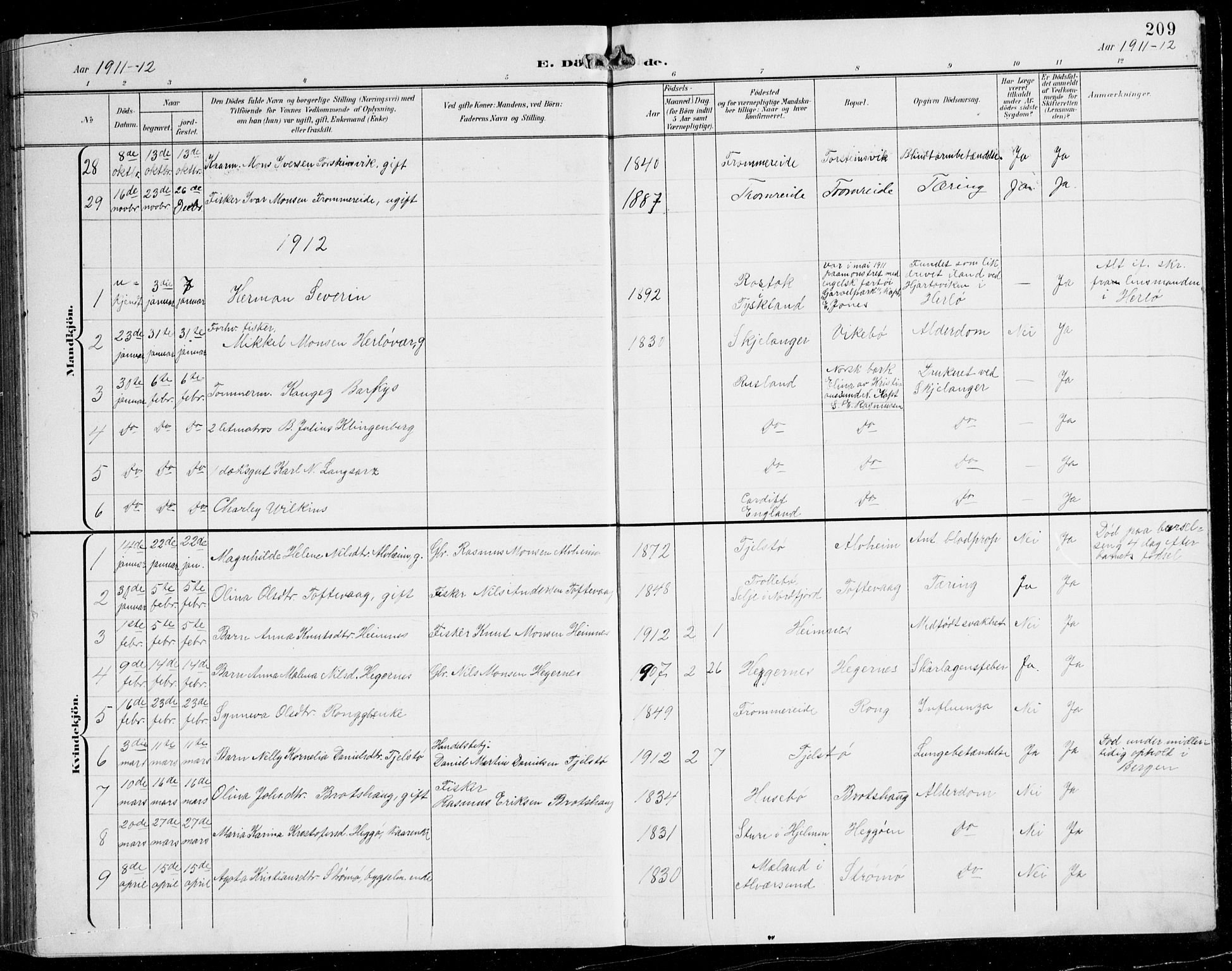 Herdla Sokneprestembete, SAB/A-75701/H/Hab: Parish register (copy) no. C 1, 1900-1913, p. 209