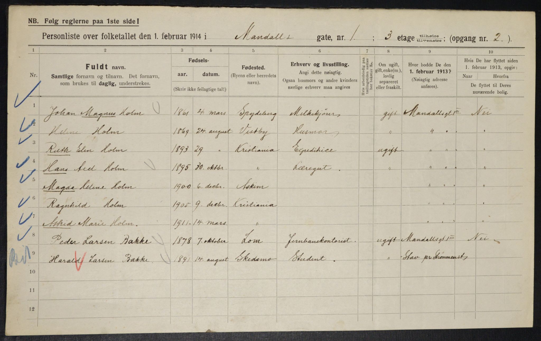 OBA, Municipal Census 1914 for Kristiania, 1914, p. 60337