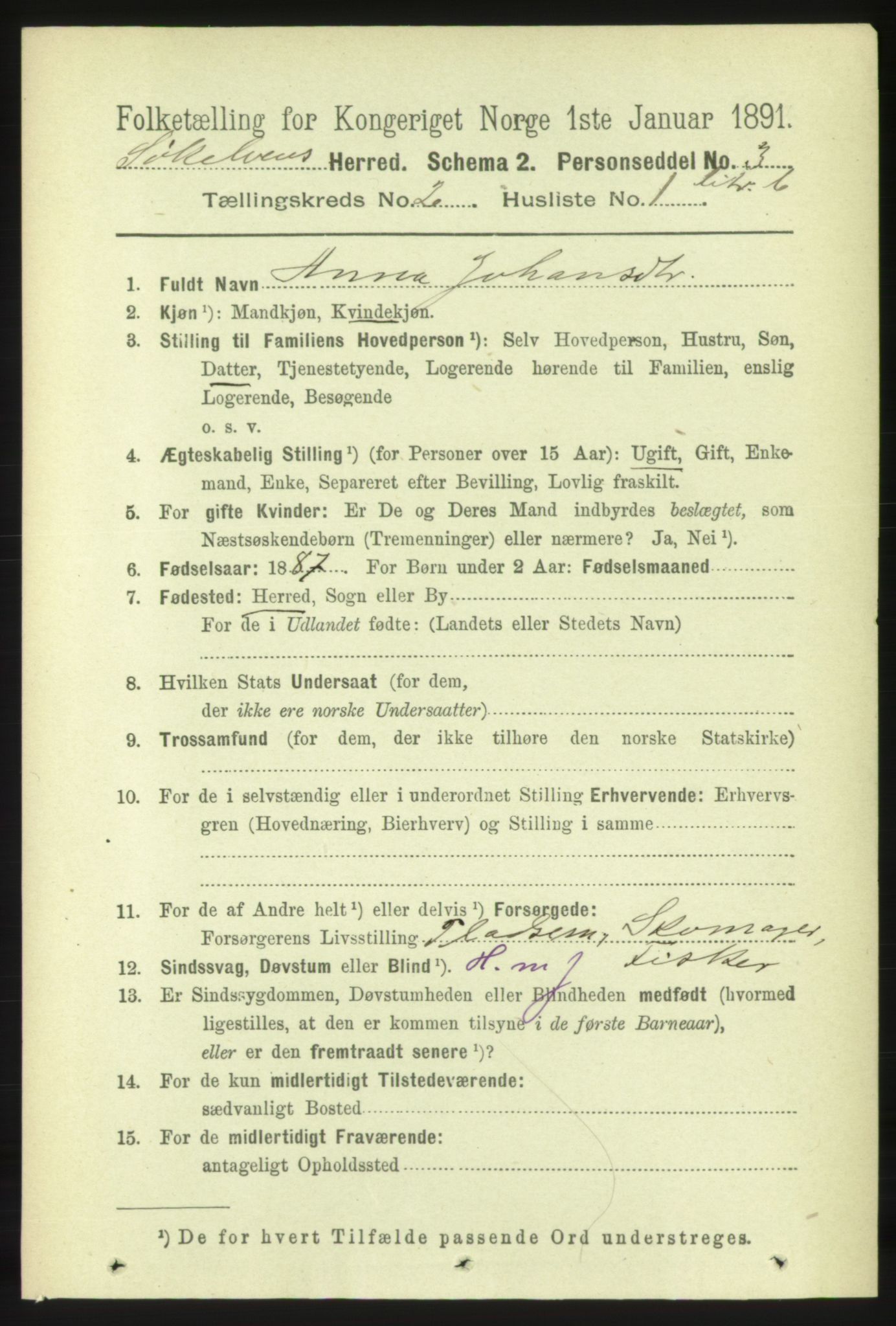 RA, 1891 census for 1528 Sykkylven, 1891, p. 1474