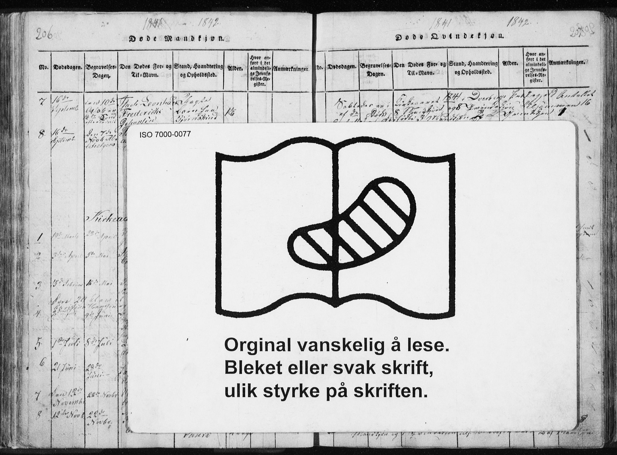 Ministerialprotokoller, klokkerbøker og fødselsregistre - Nordland, AV/SAT-A-1459/897/L1411: Parish register (copy) no. 897C01, 1820-1866, p. 206-207