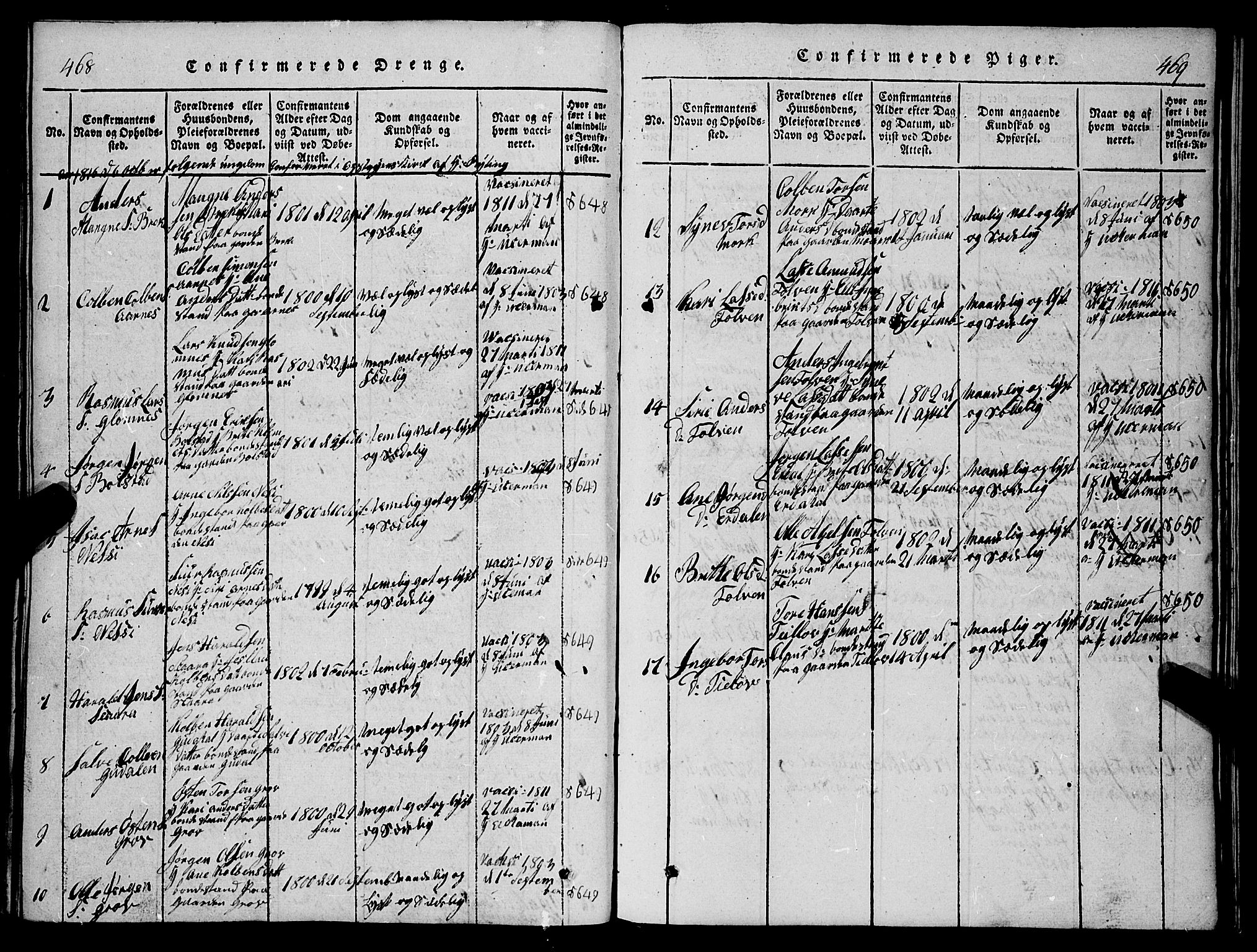 Stryn Sokneprestembete, AV/SAB-A-82501: Parish register (copy) no. C 1, 1801-1845, p. 468-469