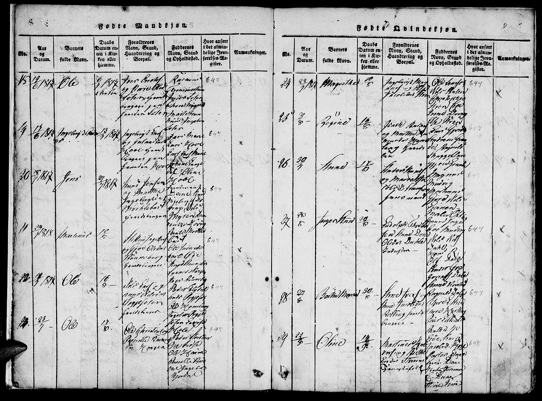 Ministerialprotokoller, klokkerbøker og fødselsregistre - Møre og Romsdal, AV/SAT-A-1454/519/L0260: Parish register (copy) no. 519C01, 1817-1829, p. 8-9