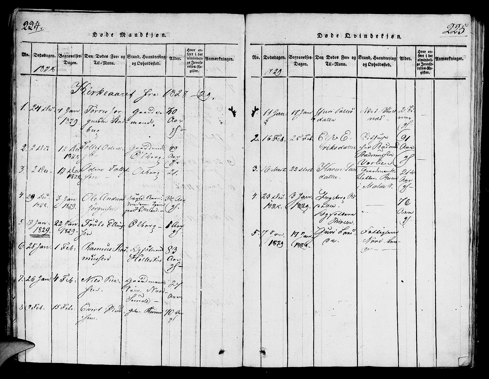 Håland sokneprestkontor, SAST/A-101802/001/30BA/L0004: Parish register (official) no. A 4, 1815-1829, p. 224-225