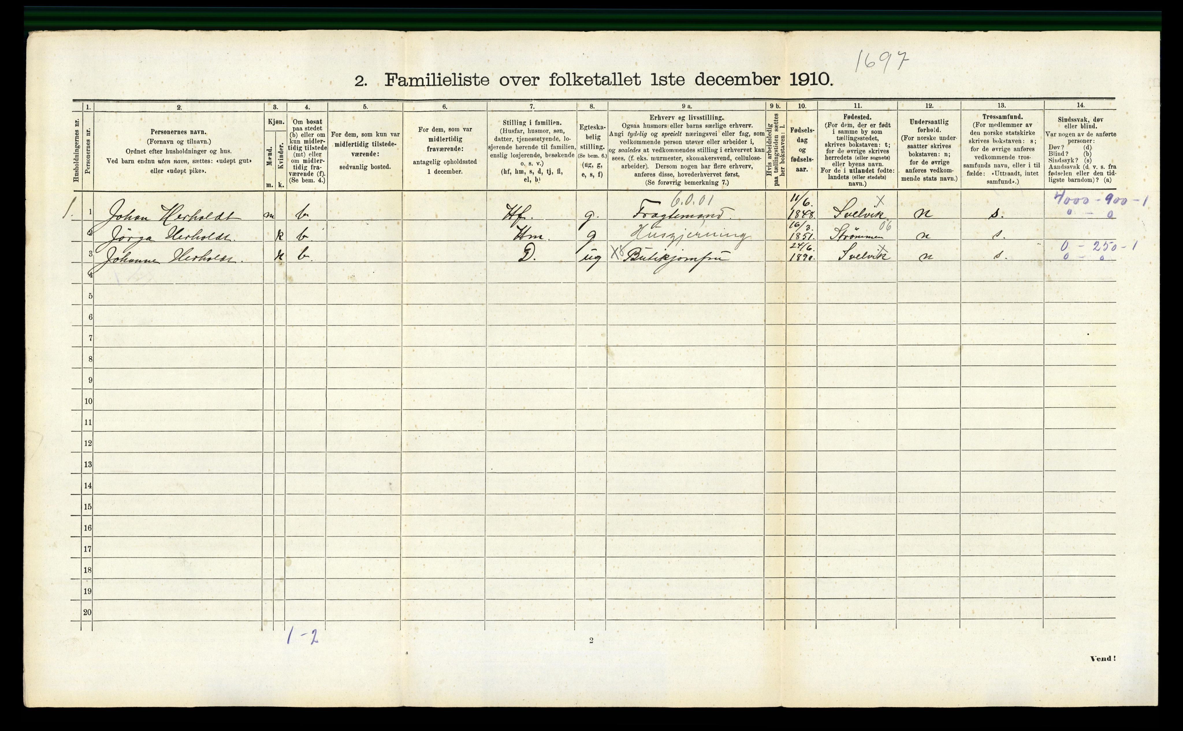 RA, 1910 census for Svelvik, 1910, p. 495