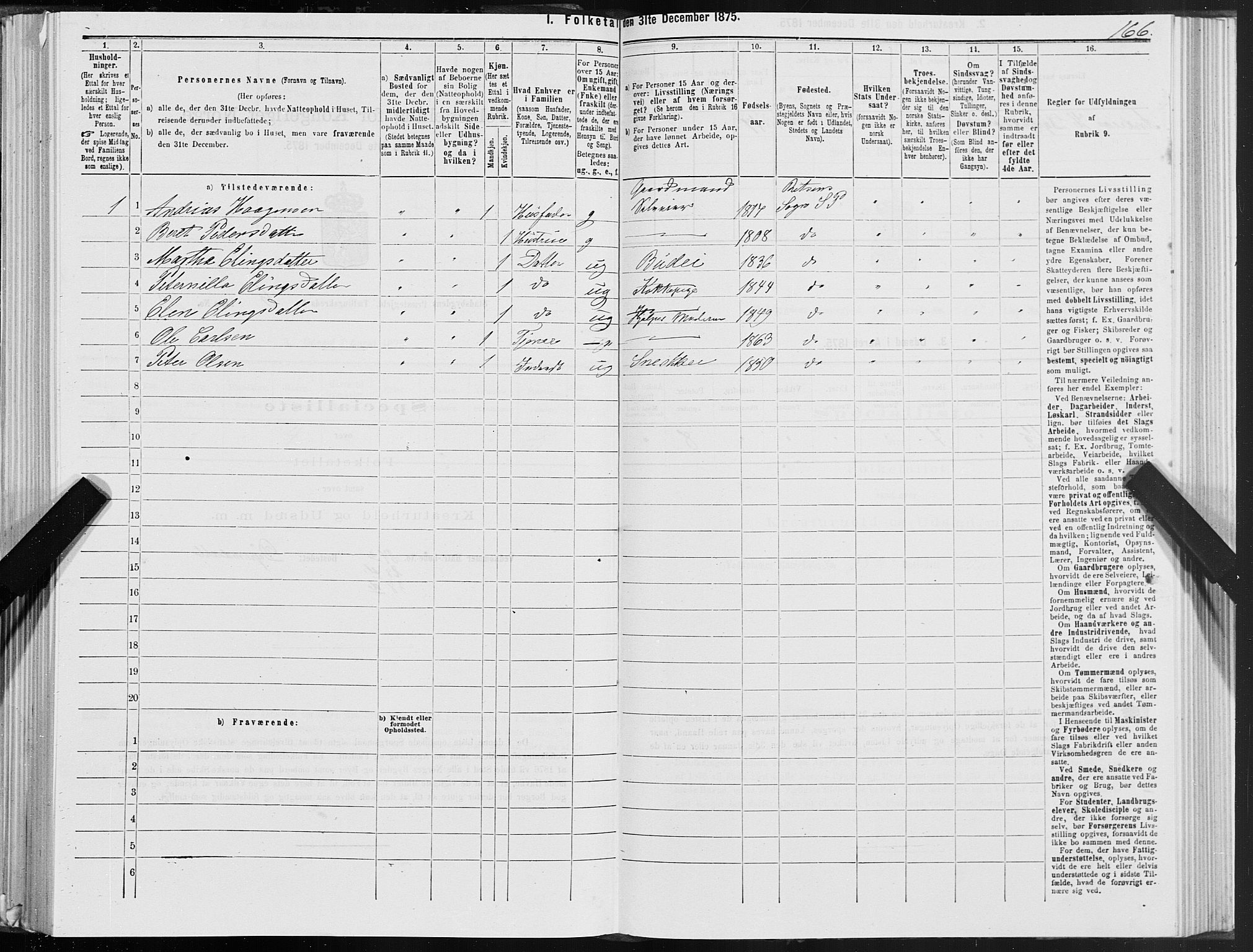 SAT, 1875 census for 1625P Stadsbygd, 1875, p. 4166